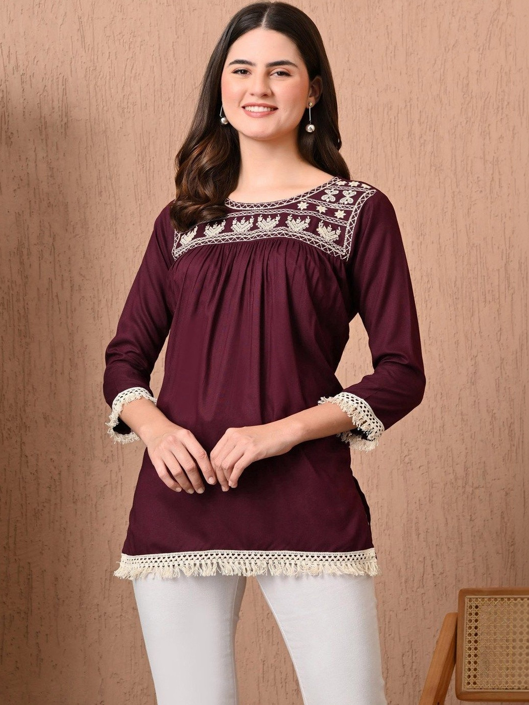 KEOSA Embroidered Ethnic Top