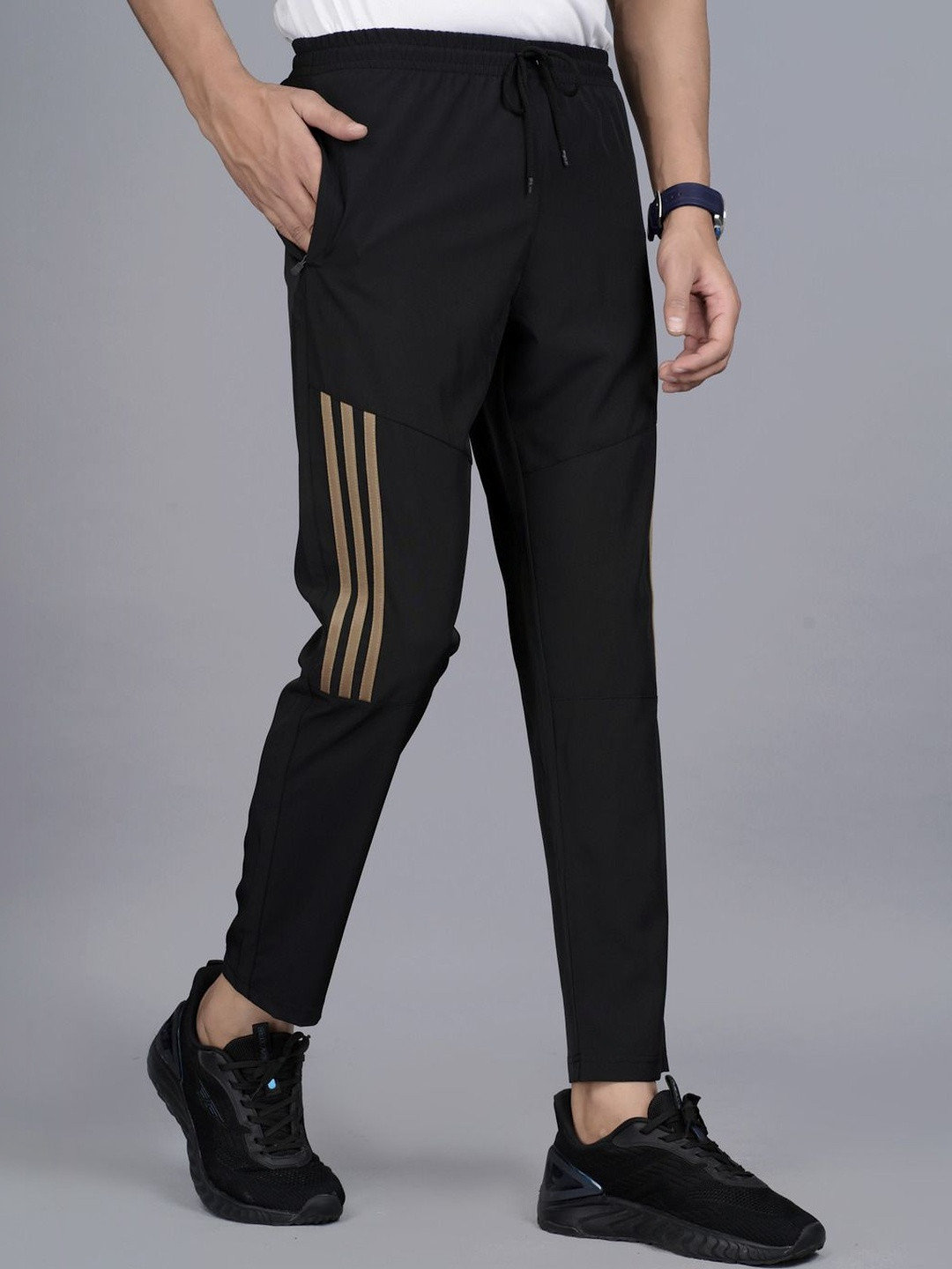 JORKK Men Striped Mid-Rise Track Pants
