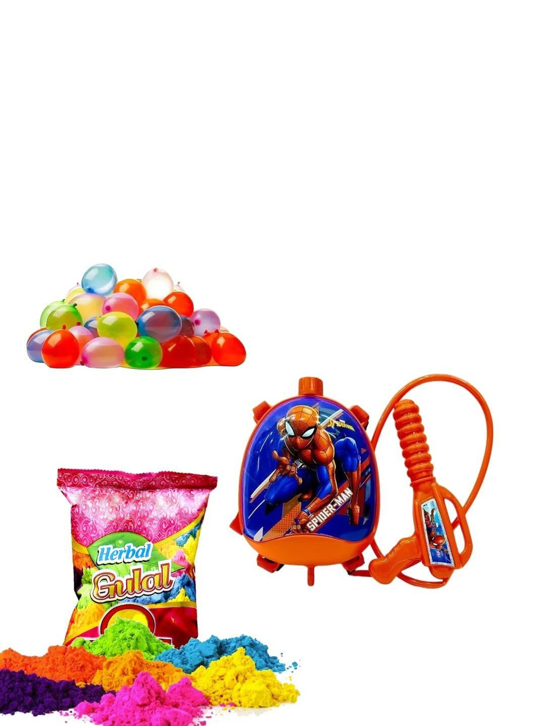 CraftVatika Red Backpack-Style Water Tank With Pichkari Toy