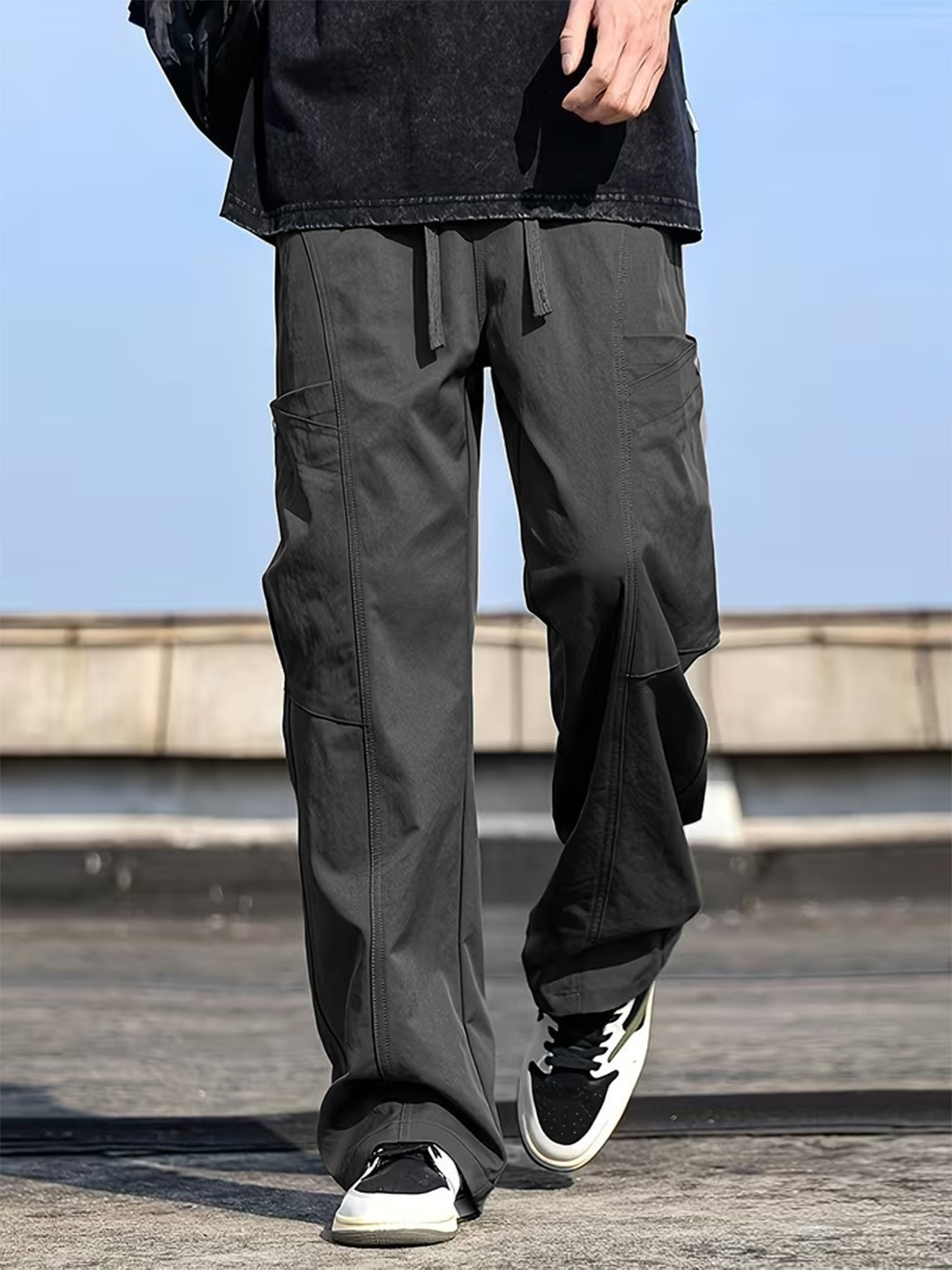R.Code by The Roadster Life Co. Men High-Rise Cargos Trousers