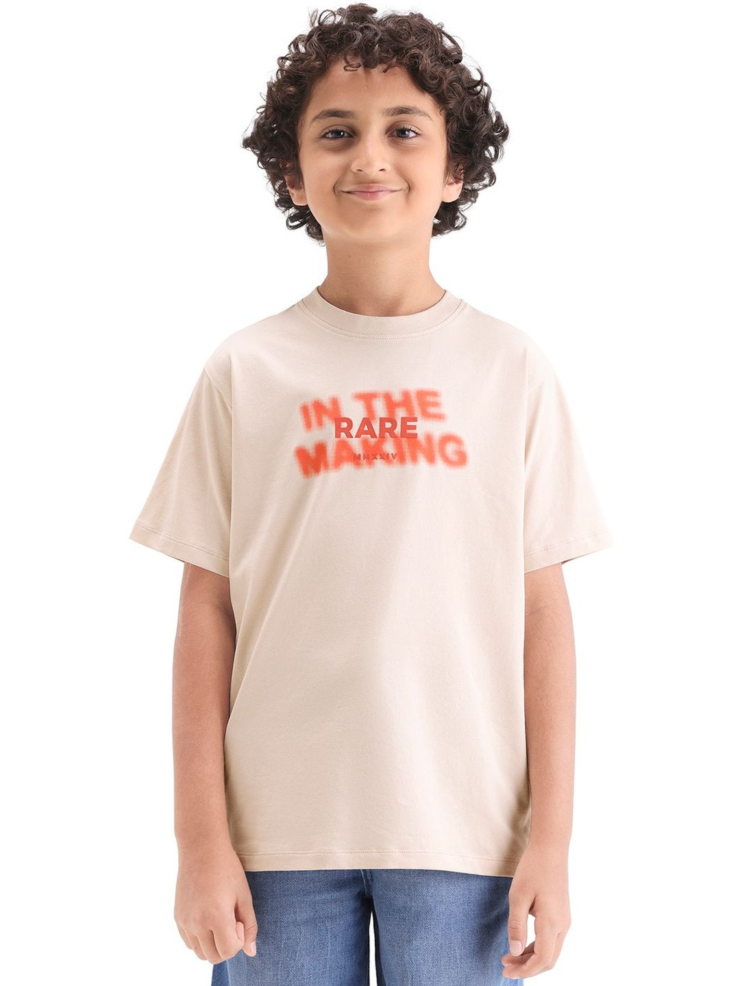 RARE ONES Cago Typography Cotton Round Neck Short Sleeves T-shirt