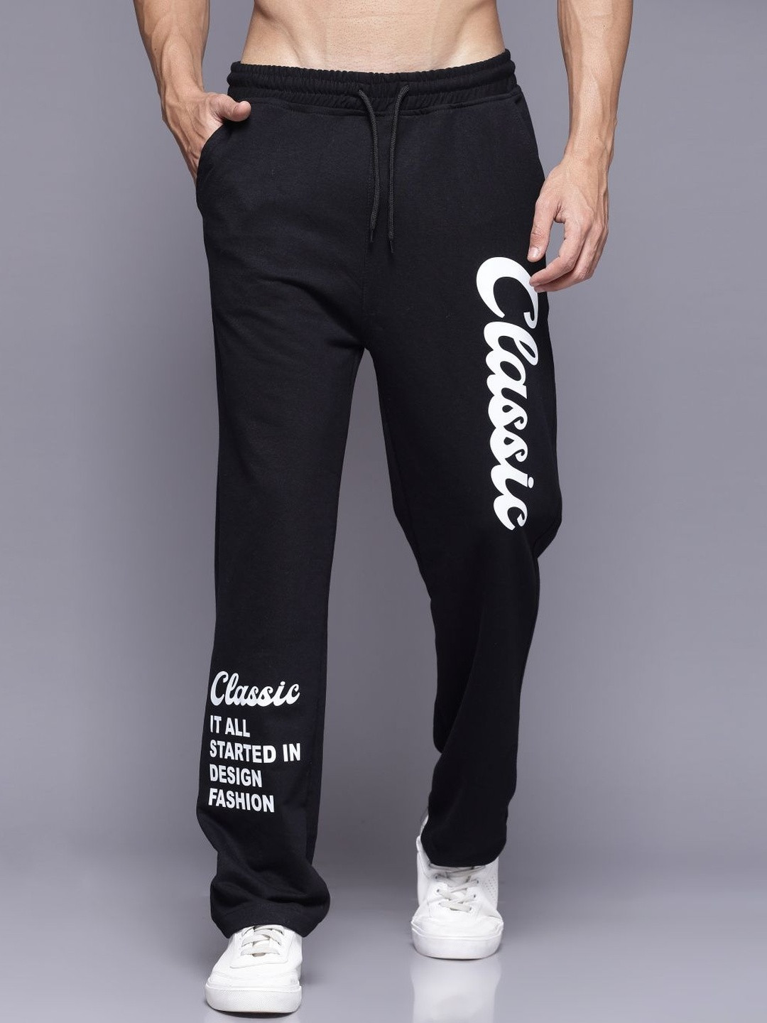 Dopestar Men Printed Relaxed Straight Leg Straight Fit Easy Wash Trousers