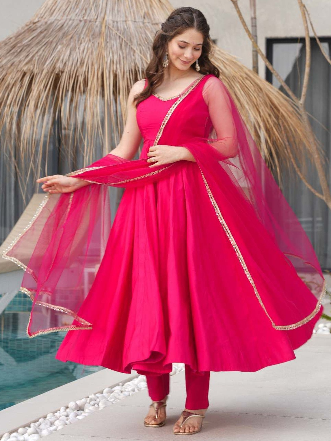 LEGENDBRITY Women Regular Chanderi Silk Kurta with Churidar & With Dupatta