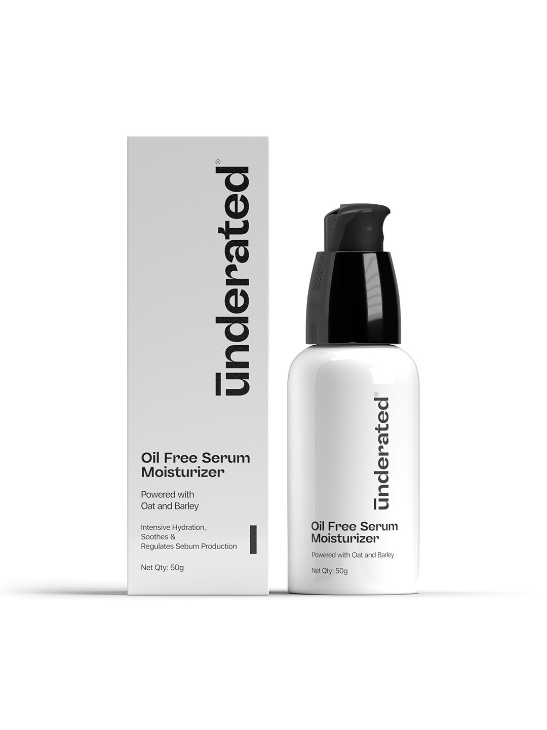 Underated Oil Free Serum Moisturiser Lightweight Non Greasy Acne Prone Oily Skin 50g