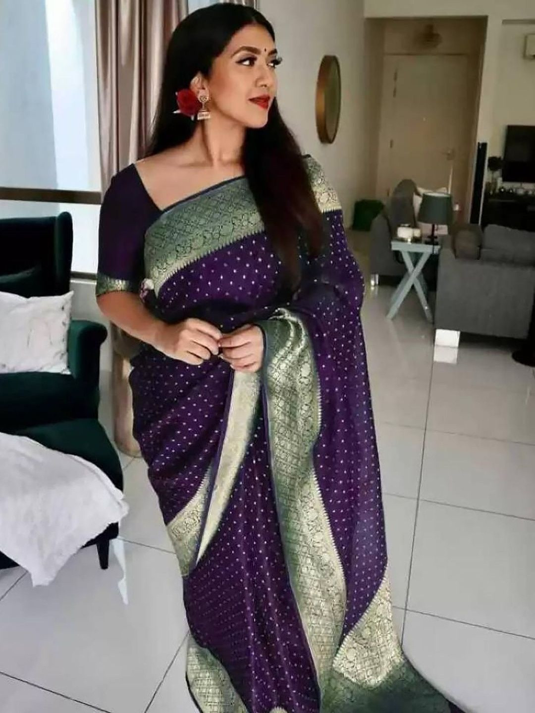 Moda Rapido Woven Design Zari Silk Blend Banarasi Saree
