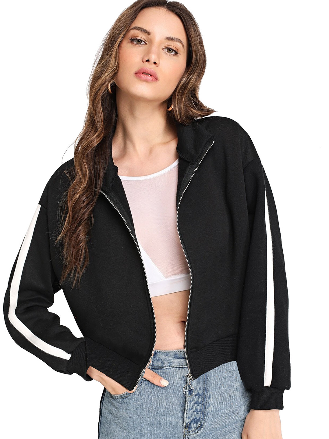 FABRICORN Women Striped Sweatshirt