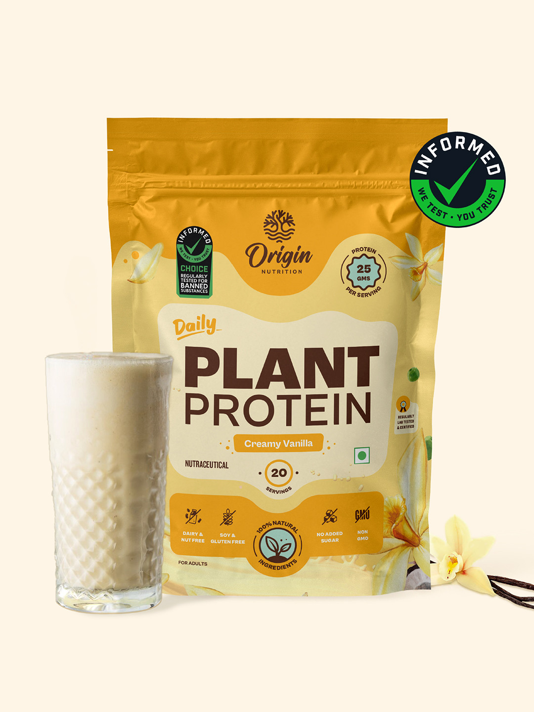 Origin Nutrition Daily Plant Protein Vanilla Flavour 794g