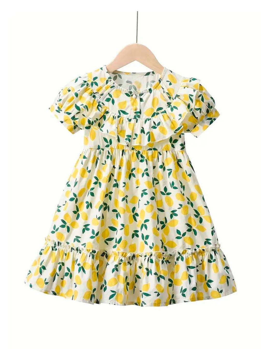 White World Floral Print Puff Sleeve Fit & Flare Dress