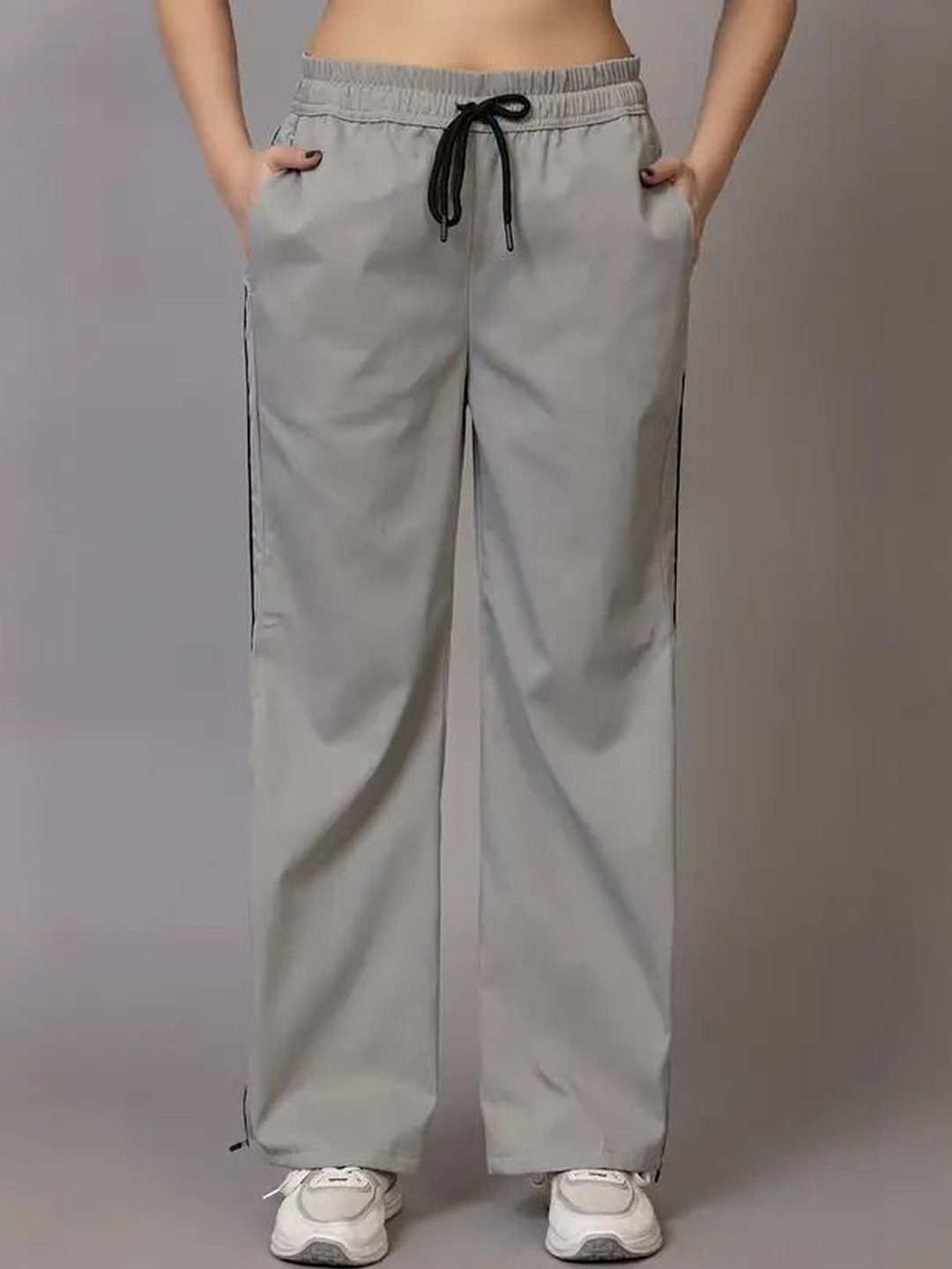 LEXREX Women Striped High-Rise Trousers