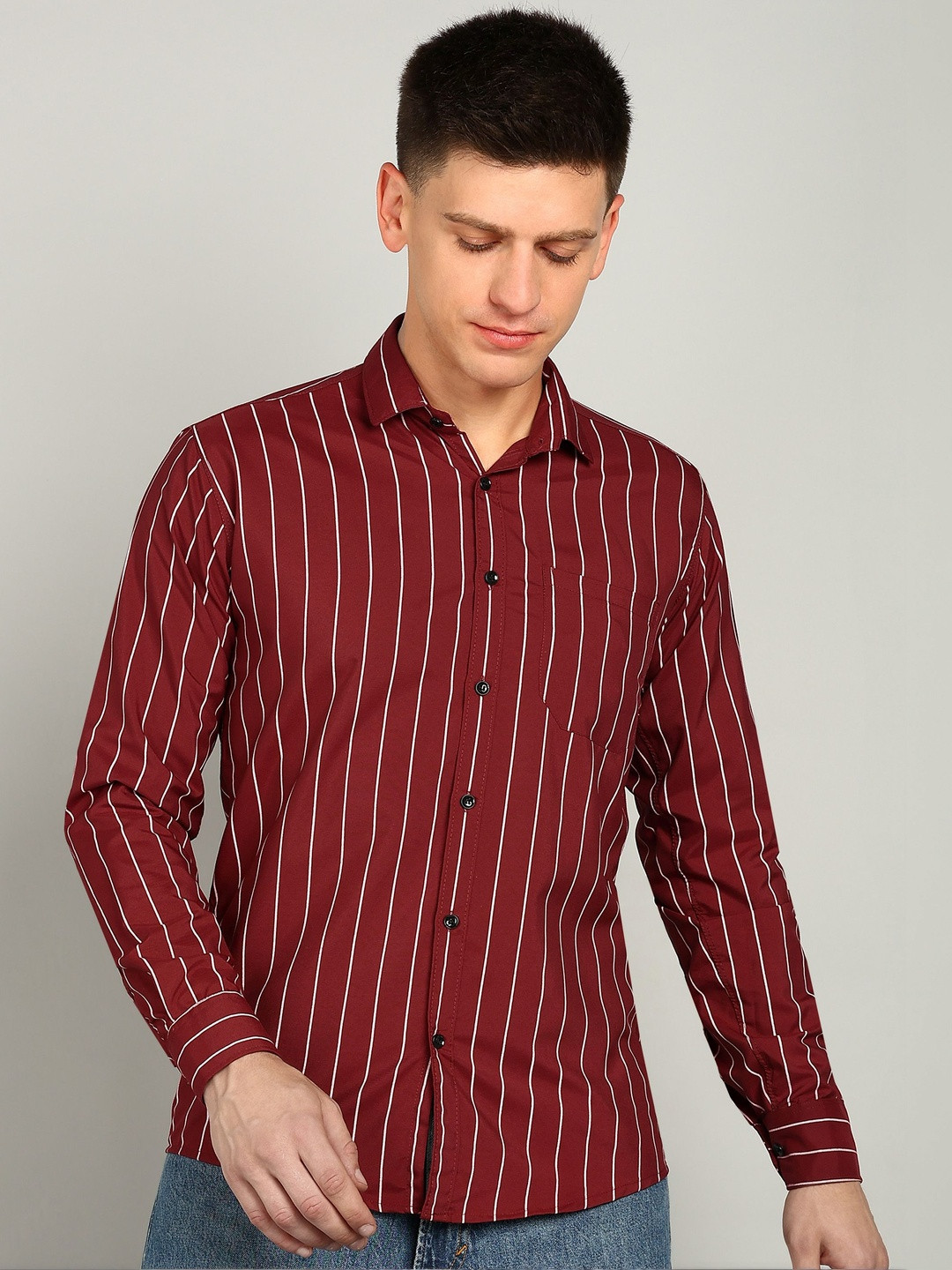 SRGI Men Comfort Slim Fit Striped Casual Shirt