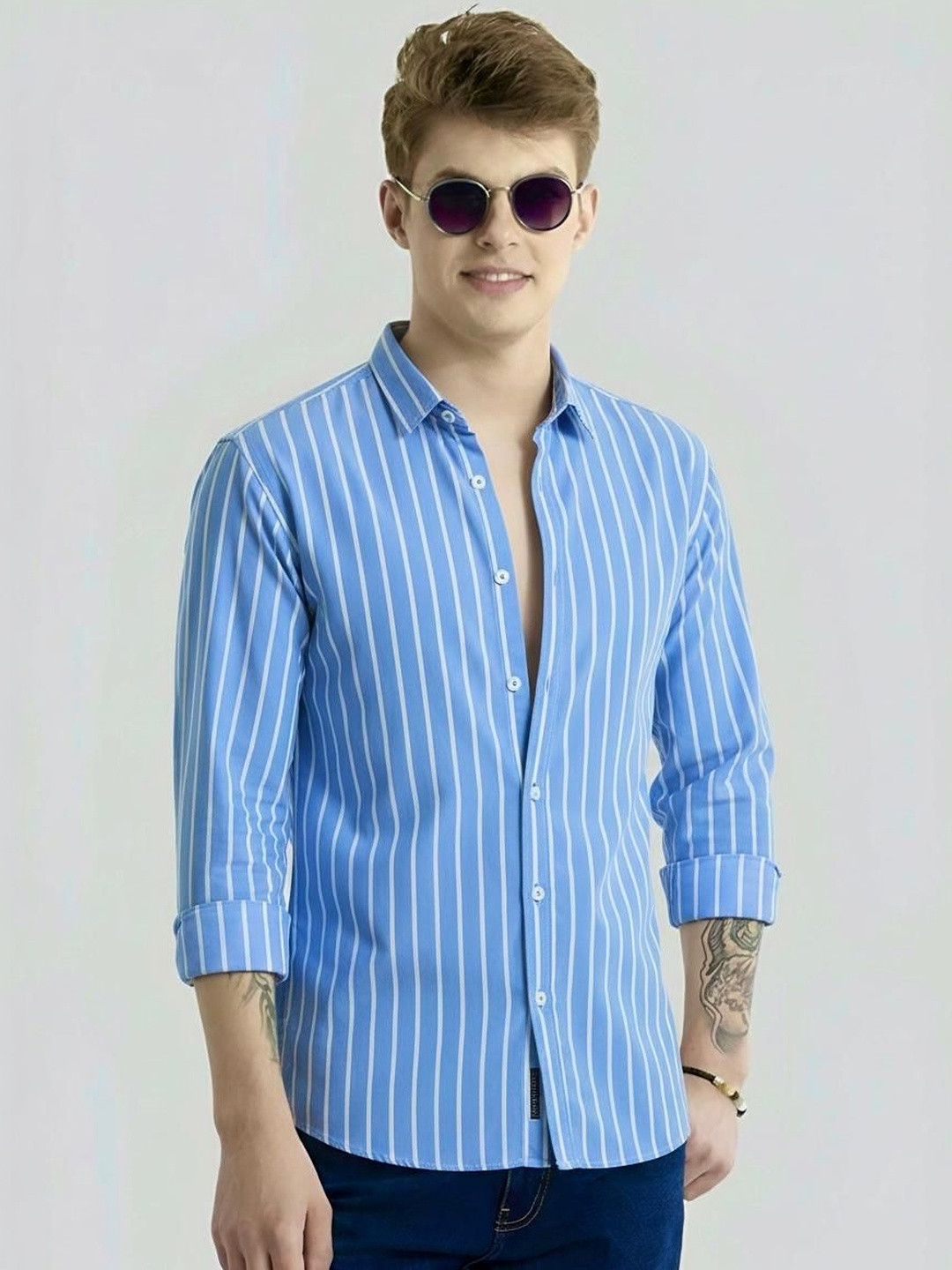 SRGI Men Comfort Slim Fit Striped Casual Shirt
