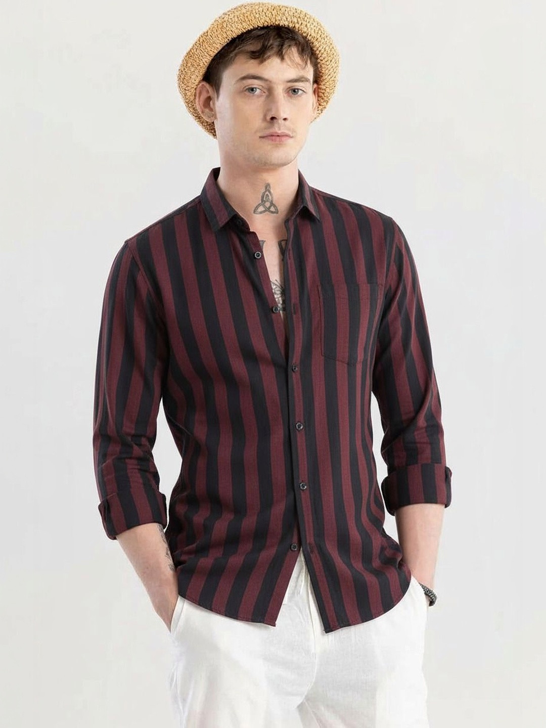 SRGI Men Comfort Slim Fit Striped Casual Shirt