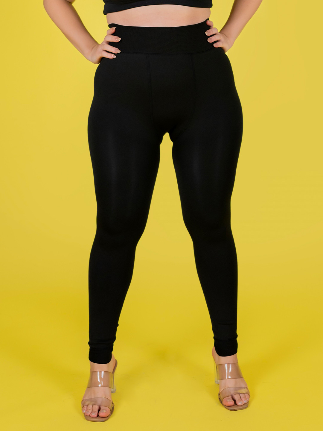 Keepfit Women Inner Pocket Stretchable Fleece Thermal Warm Footless Stockings