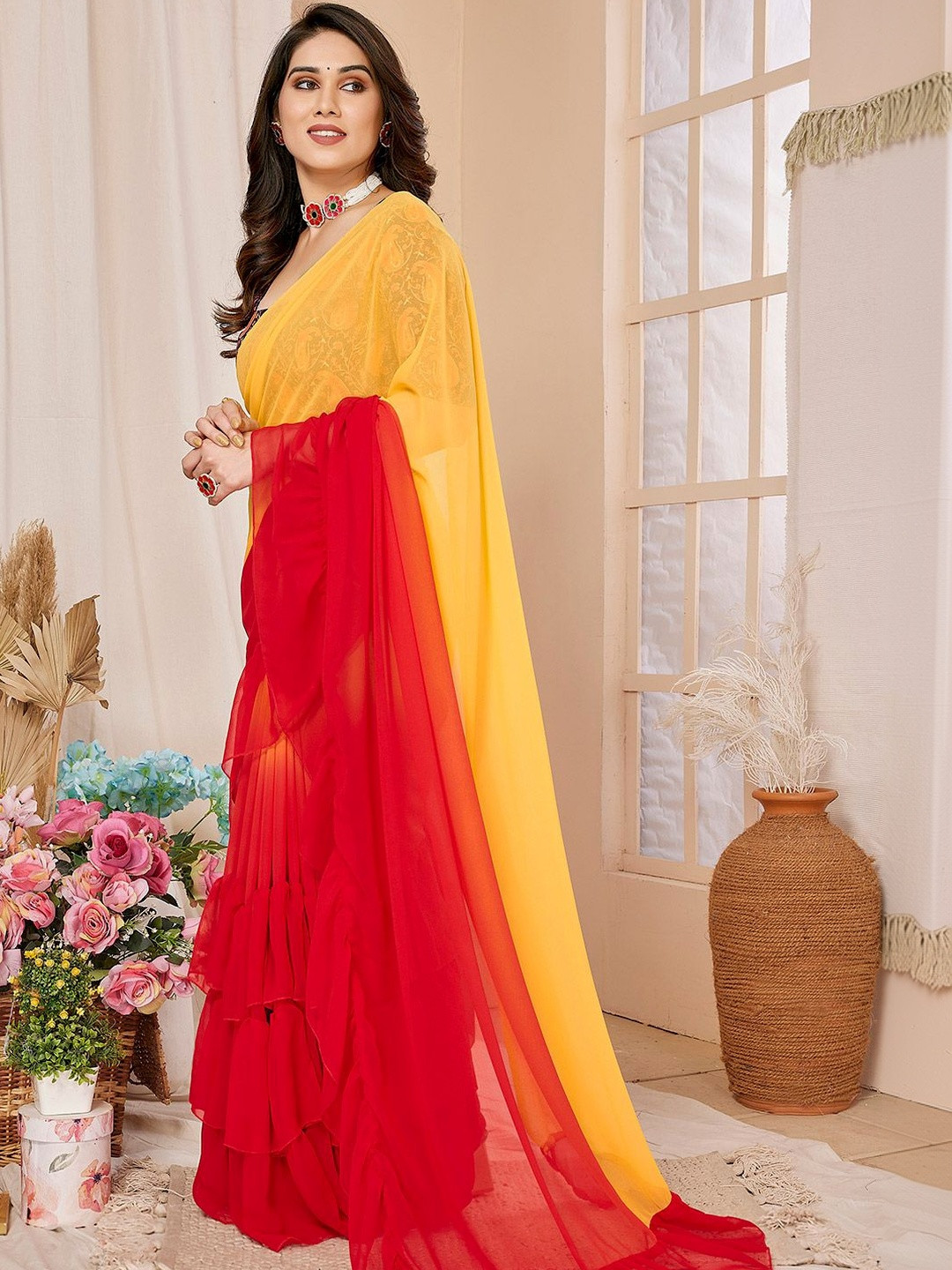 Urban Pallu Ombre Poly Georgette Saree