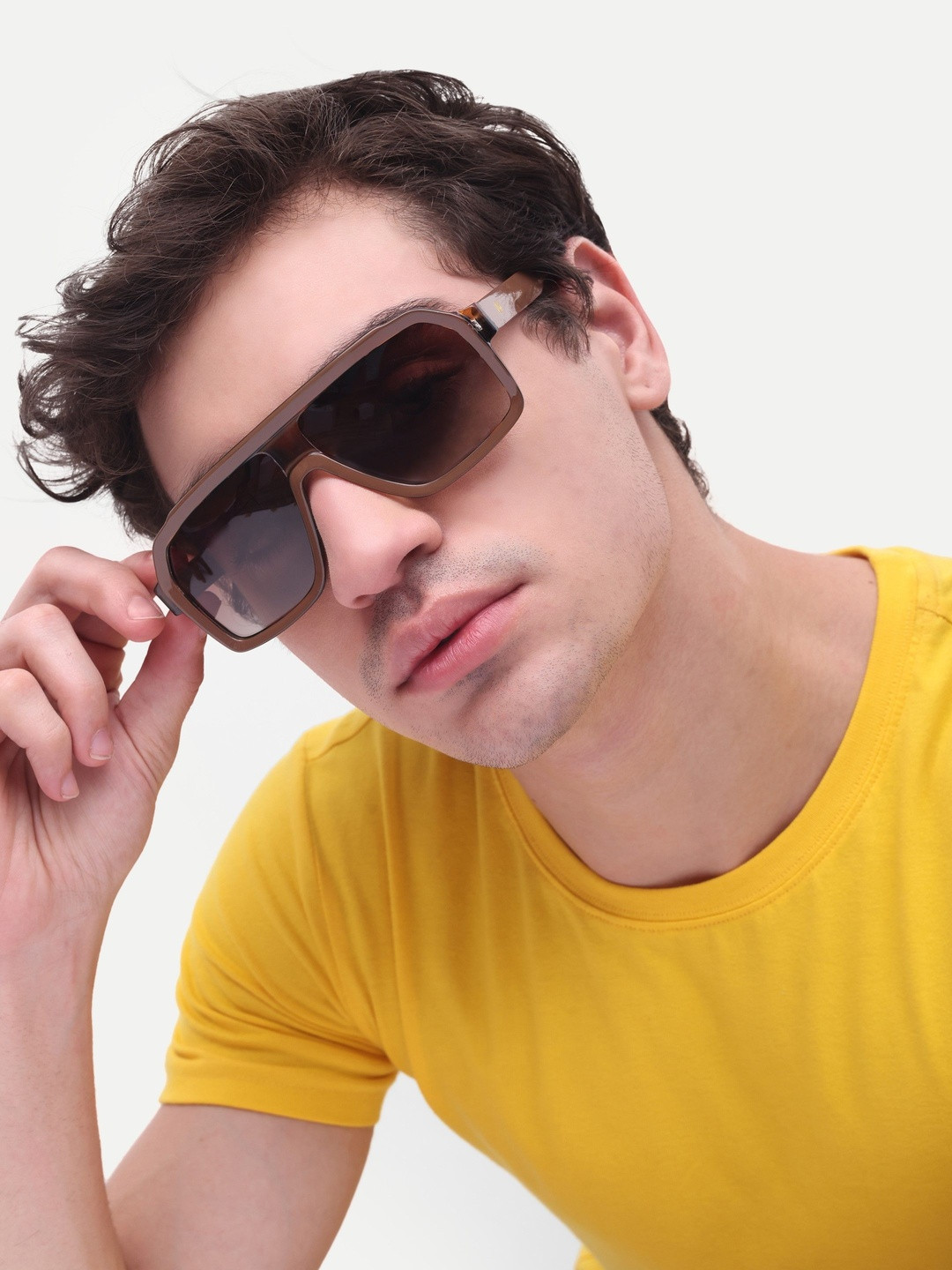 HAMILTANO WINSTON Men Brown Lens & Brown Square Sunglasses with
