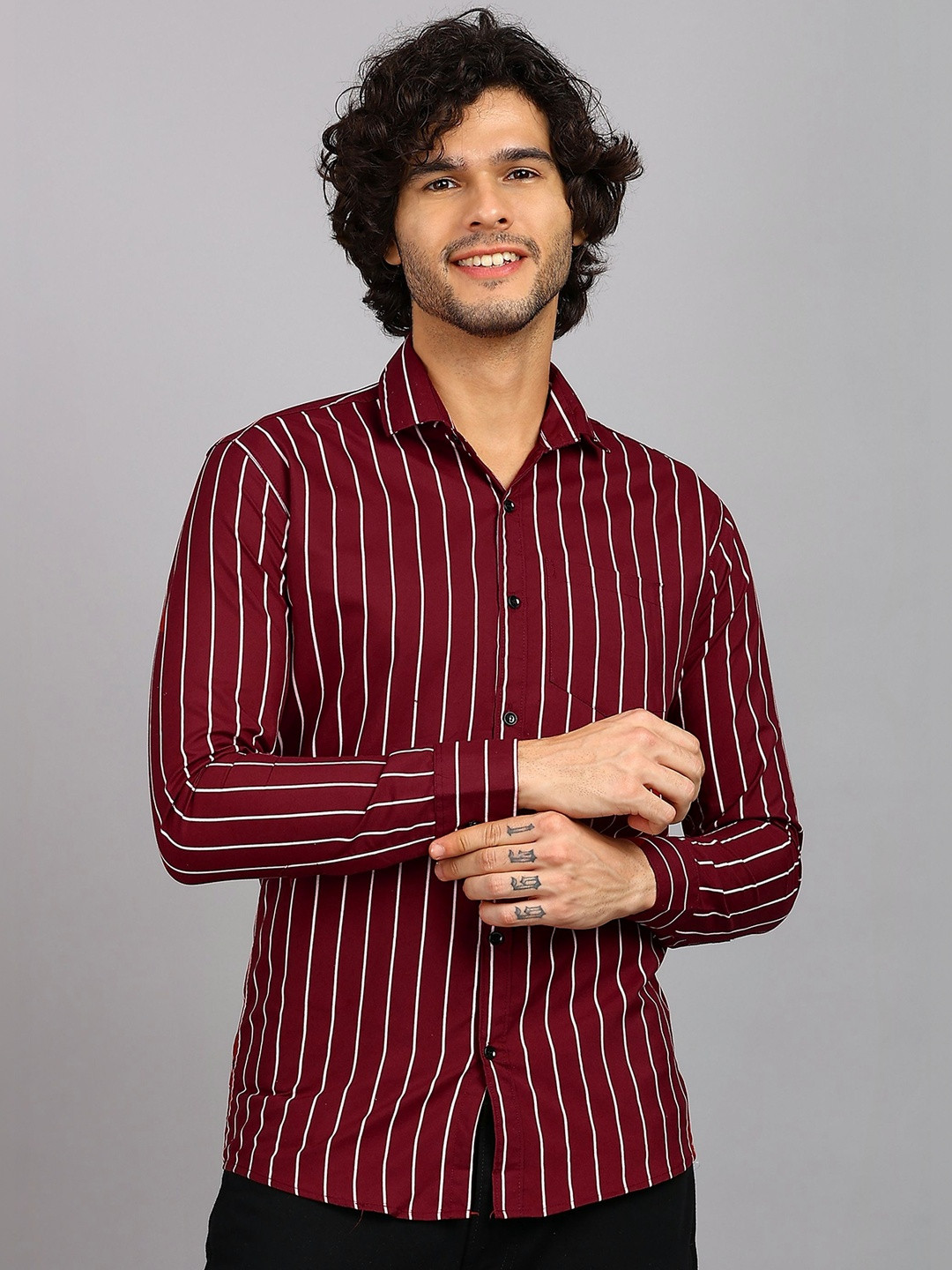 SRGI Men Comfort Slim Fit Striped Casual Shirt