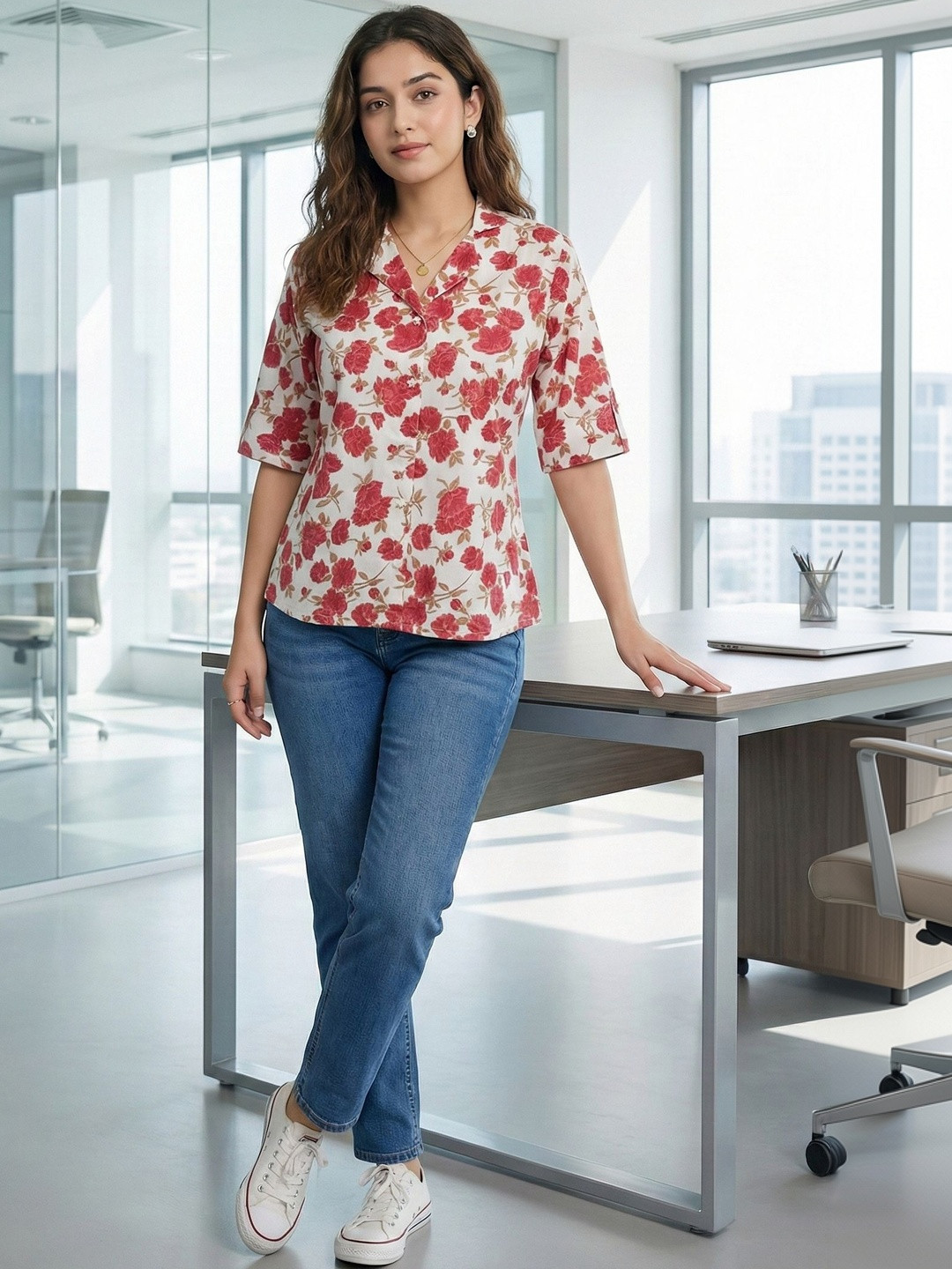 Rajnandini Floral Print Cotton Top