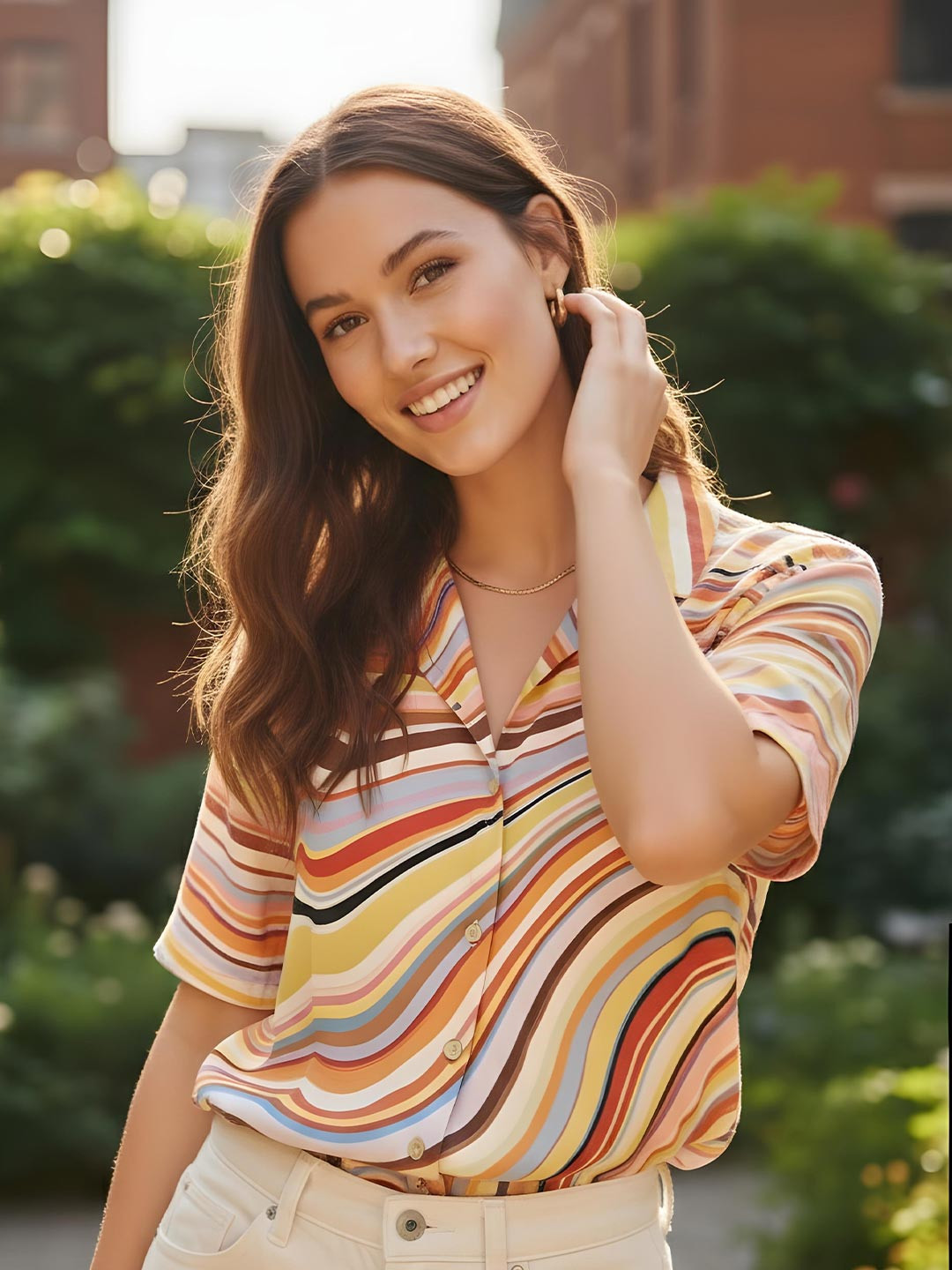 The Roadster Lifestyle Co Printed Shirt Collar Shirt Style Tops