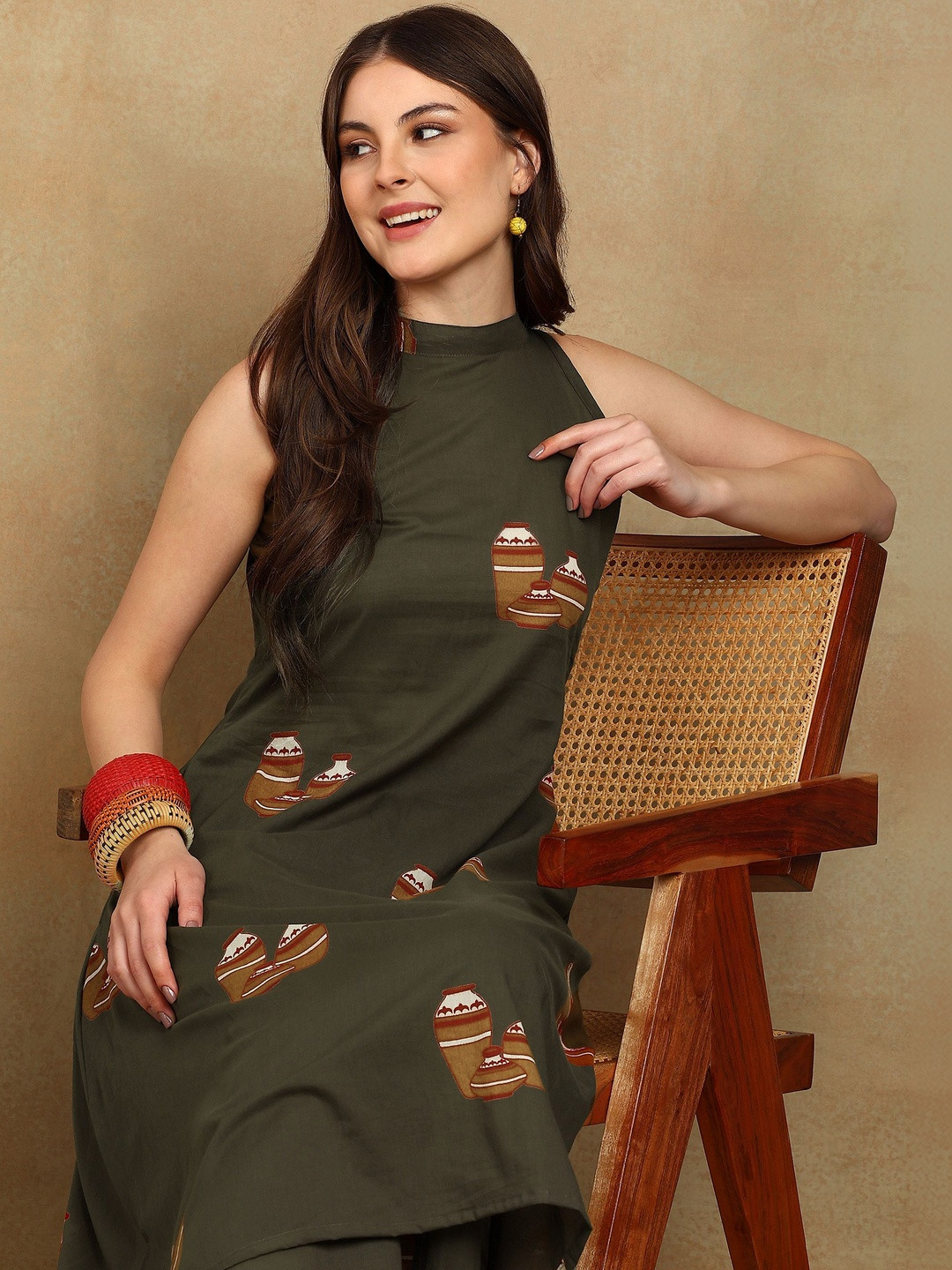 ADYASAA THE LABEL Women Ethnic Motifs Printed Regular Pure Cotton Kurta with Palazzos