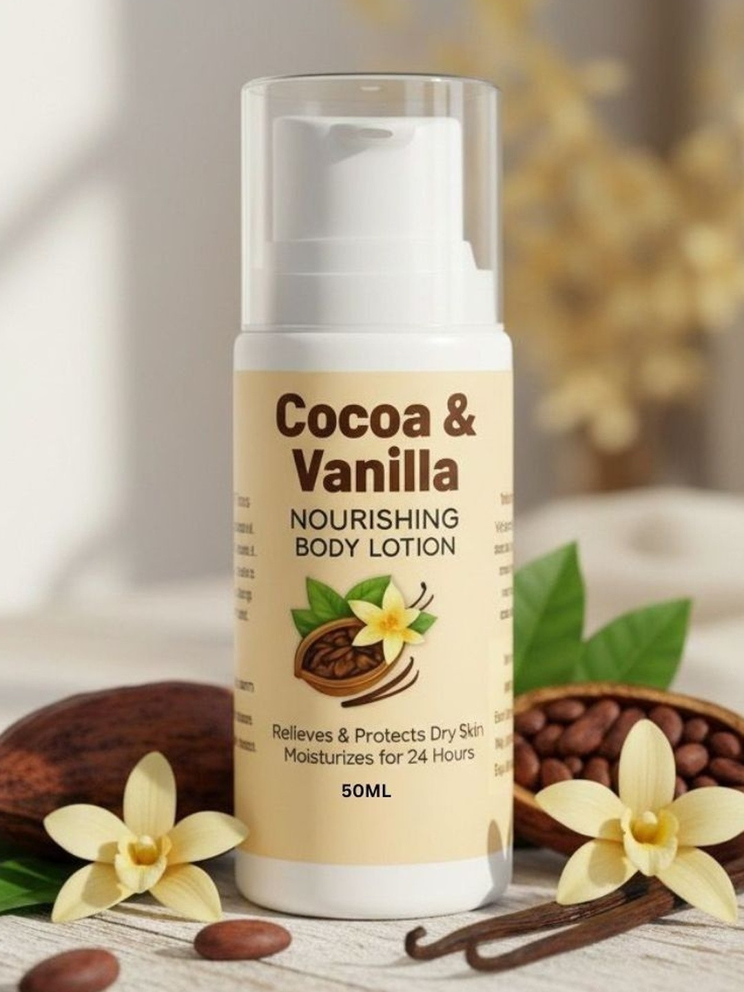 lorshel Cocoa & Vanilla Nourishing Body Lotion For Dry Skin - 50 ml
