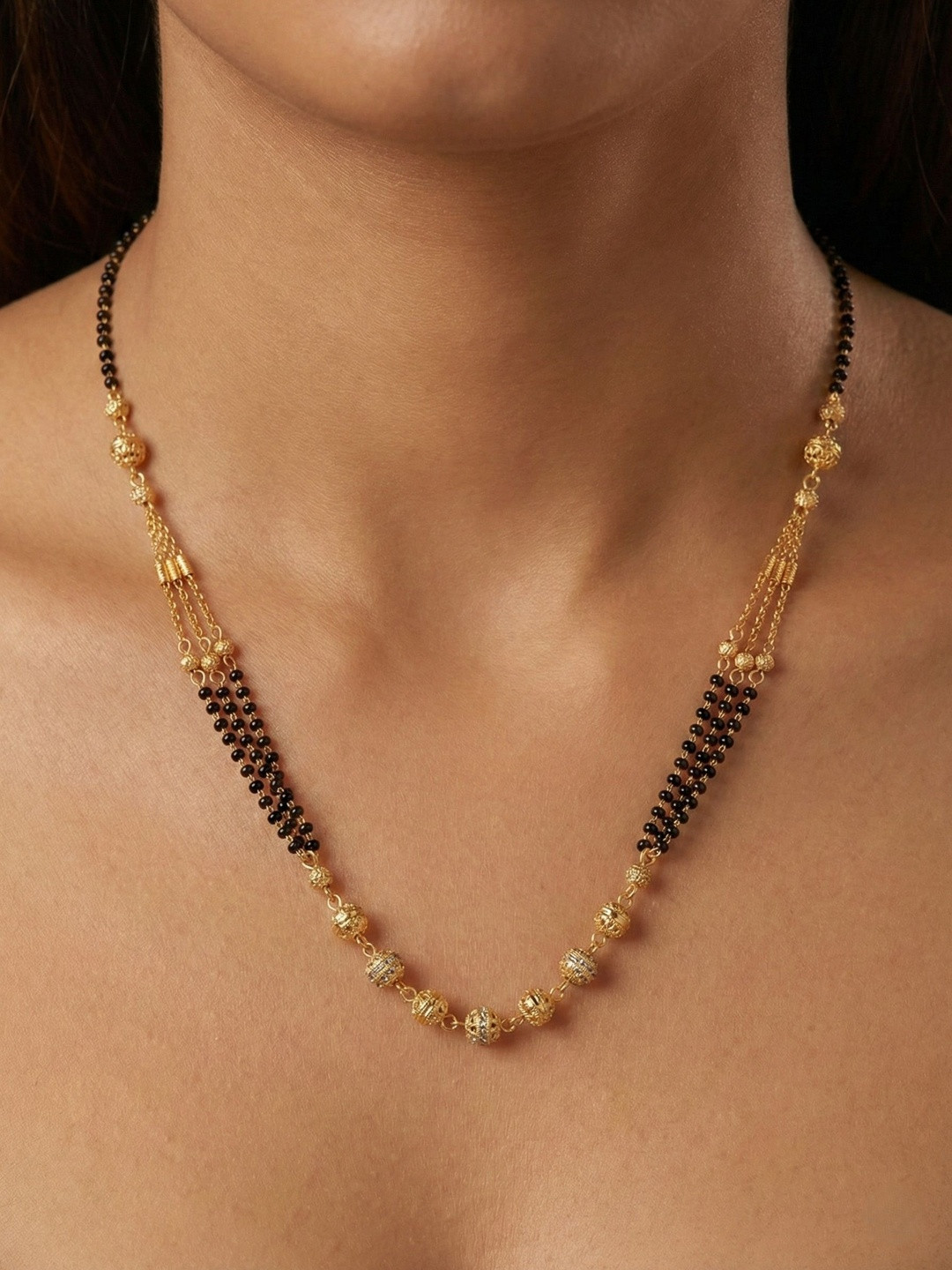 CAPILITE Jewellers Gold-Plated Zircon Mangalsutra
