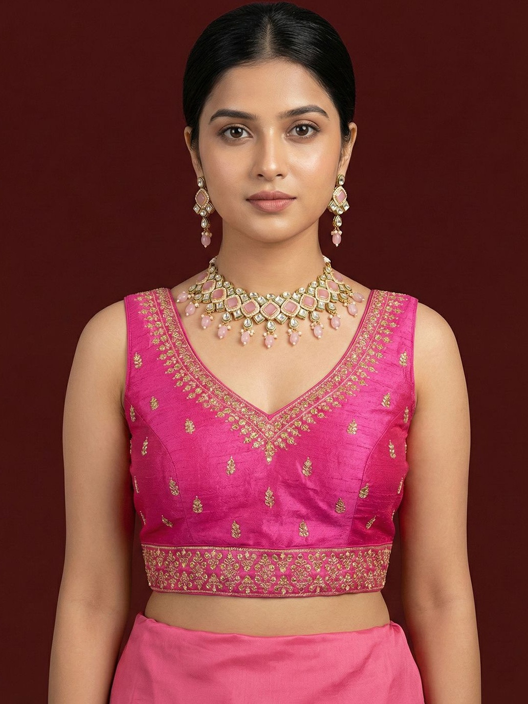 Niraha Silk Blend Embroidered Zari Saree Blouse