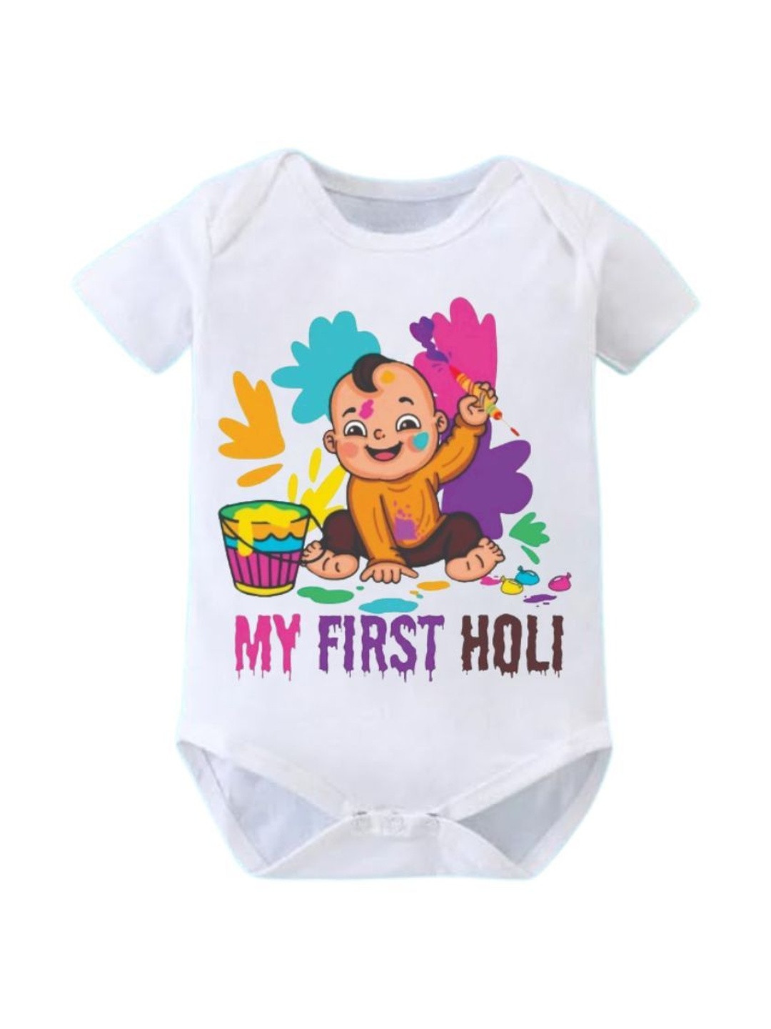 itsmycostume My first Holi Printed Cotton Envelope Neck Bodysuit