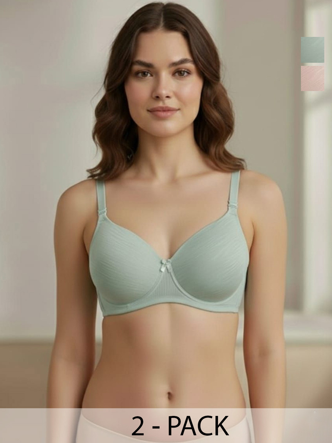 FUNAHME Pack Of 2 Full Coverage Lightly Padded Bras