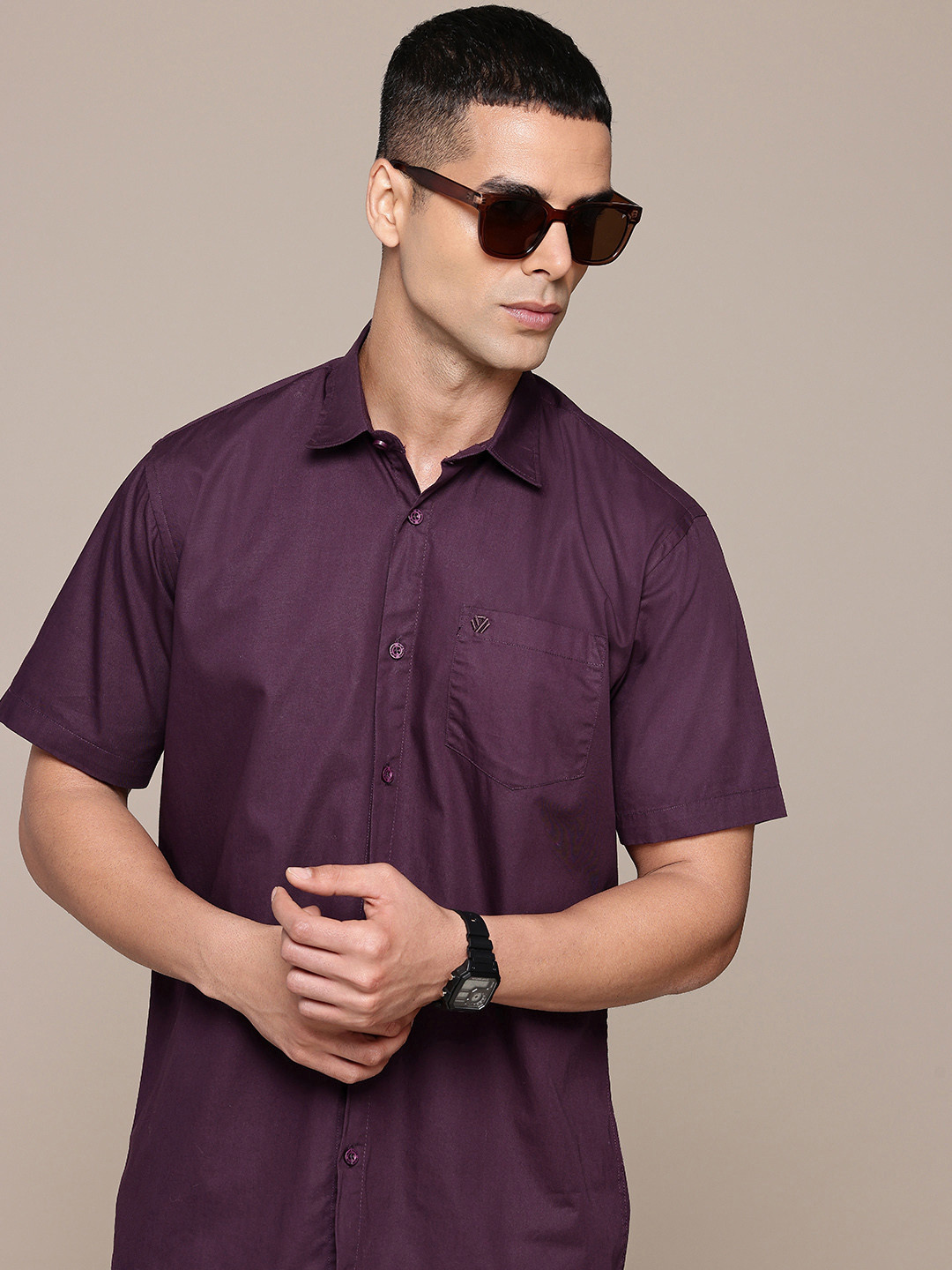 Purple Regular Fit Casual Shirt