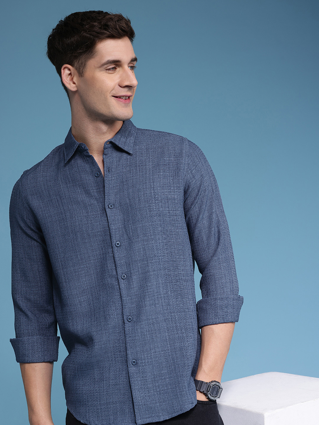 HERE&NOW Slim Fit Textured Casual Shirt