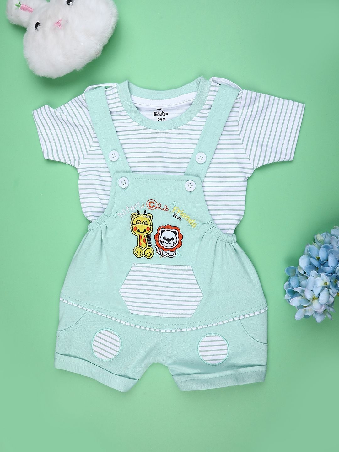 V-Mart Infants Boys Striped Dungarees