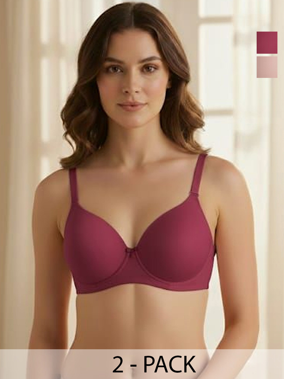 FUNAHME Pack Of 2 Full Coverage Lightly Padded Bras