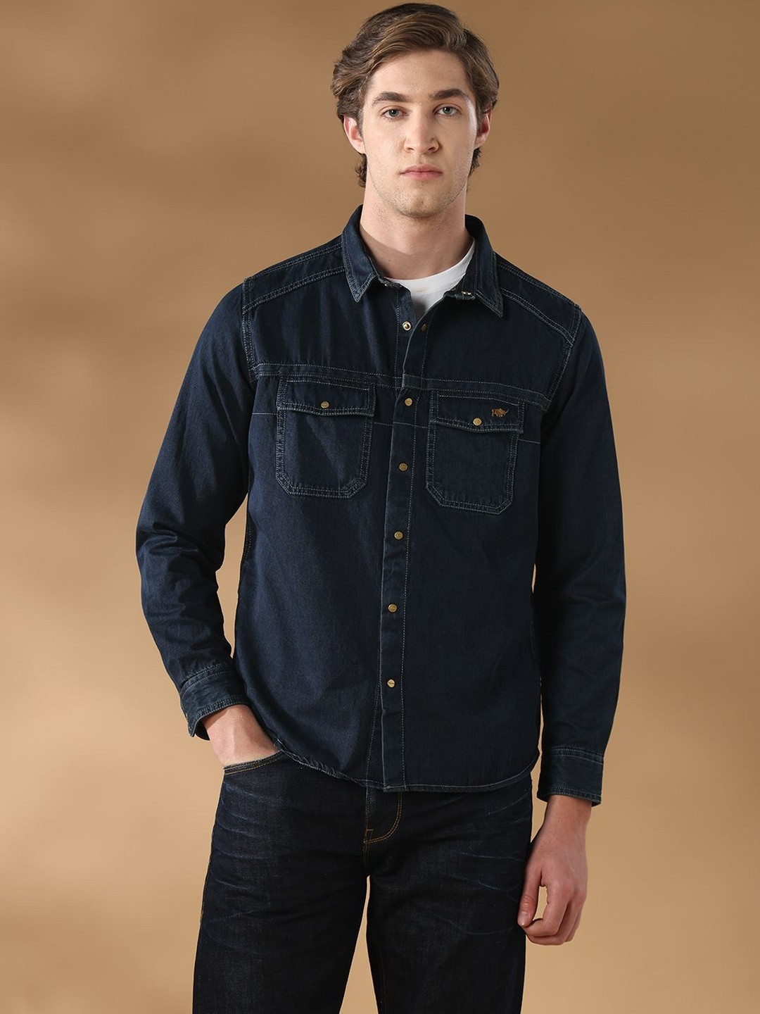 TEMPLE OF DENIM Men Standard Casual Shirt