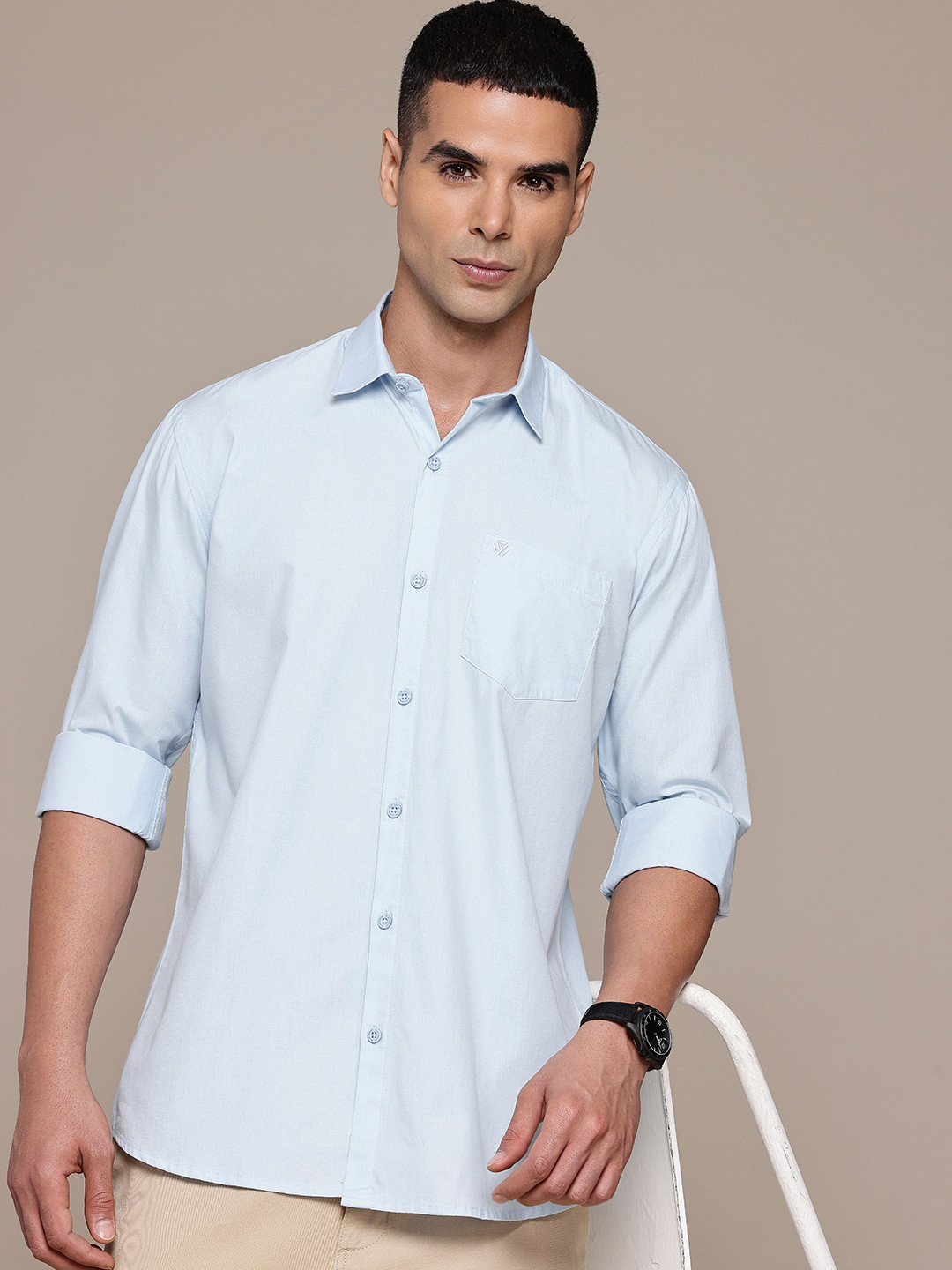 BLUE SQUAD Slim Fit Casual Shirt