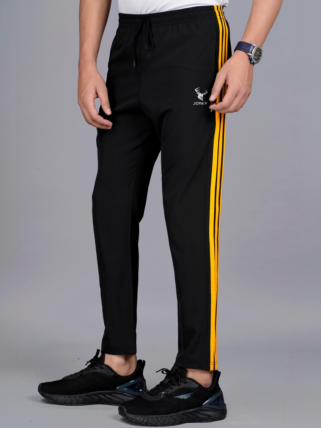 JORKK Men Regular Fit Striped Dry Fit Training Track Pants