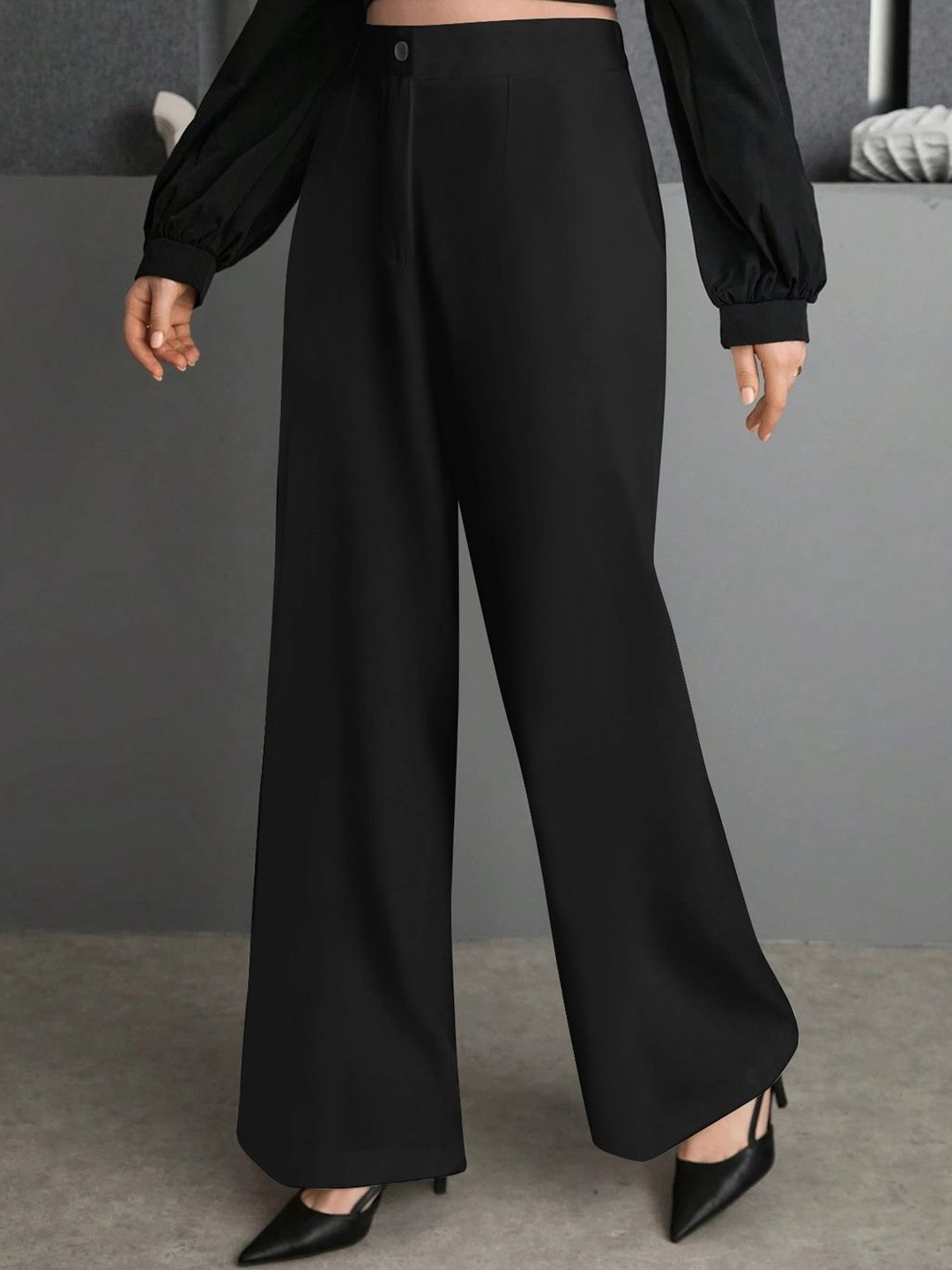 CREZYVEZY Women High-Rise Wrinkle Free Trousers