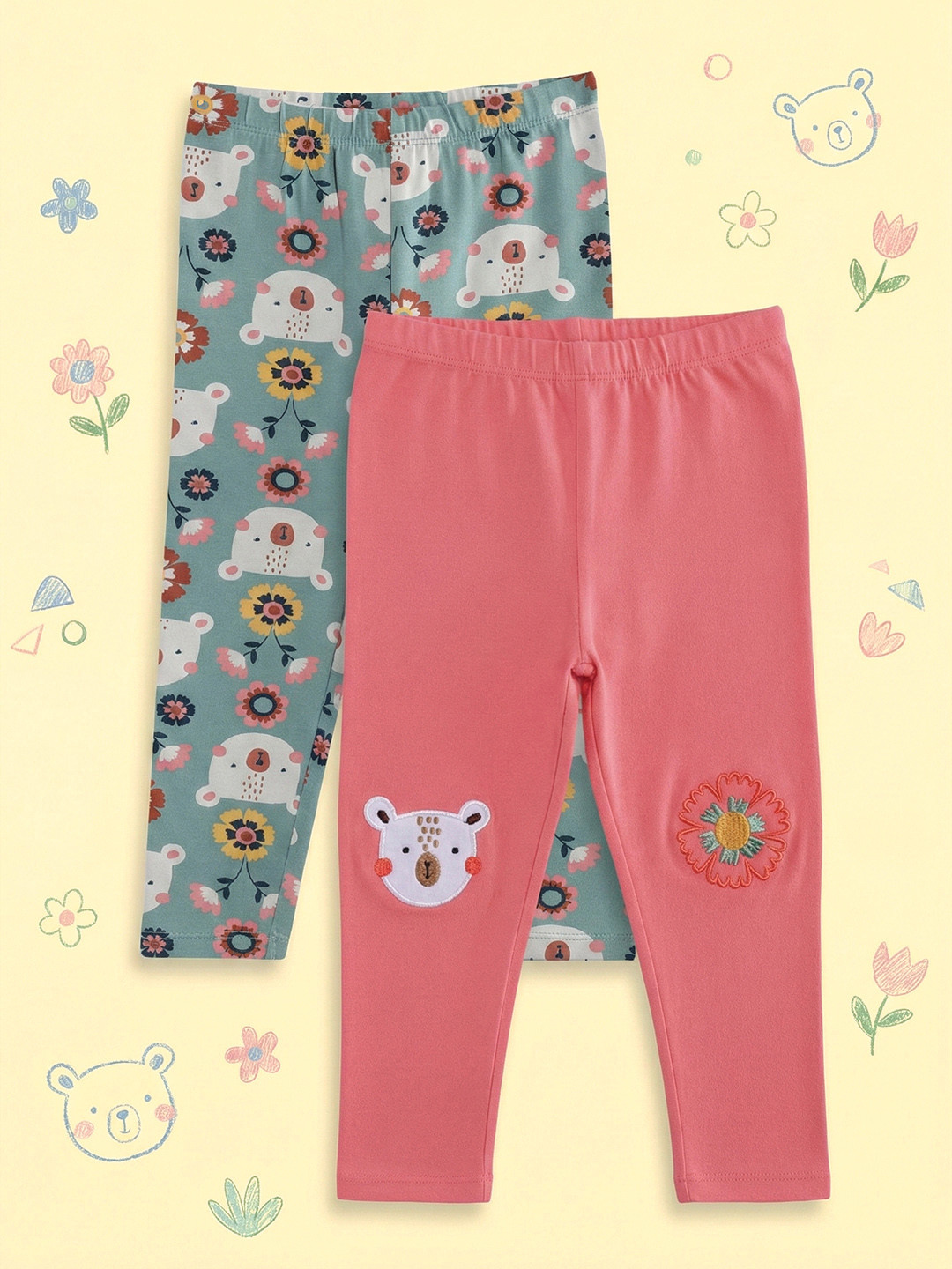 Mothercare Girls Pack of 2 Conversational Printed Leggings