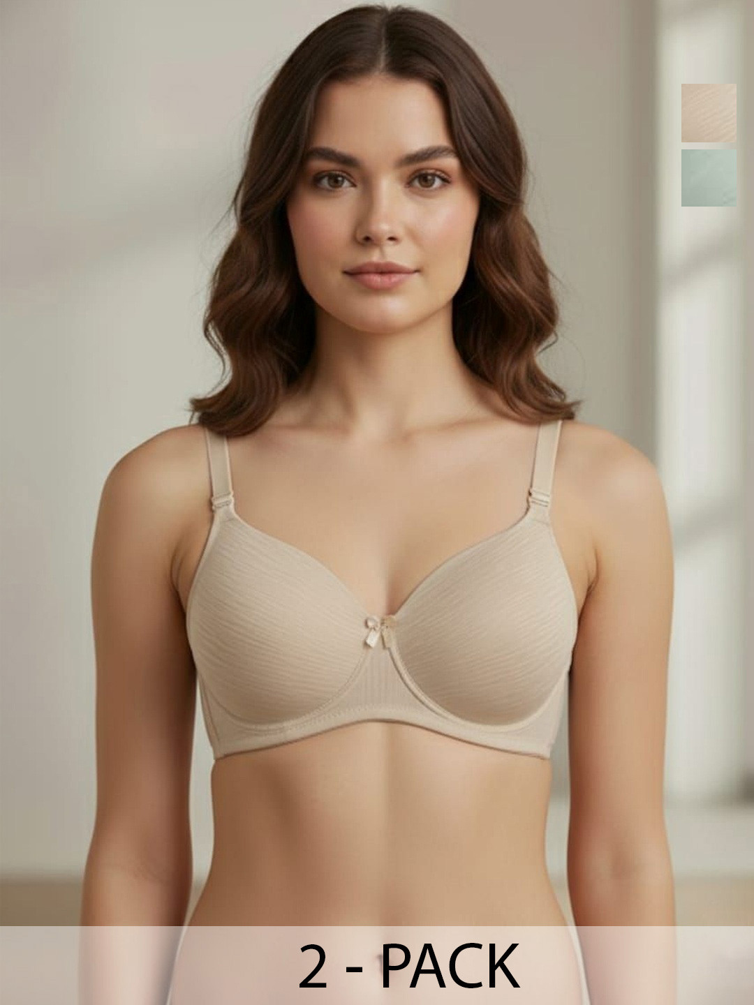 FUNAHME Pack Of 2 Full Coverage Lightly Padded Bras