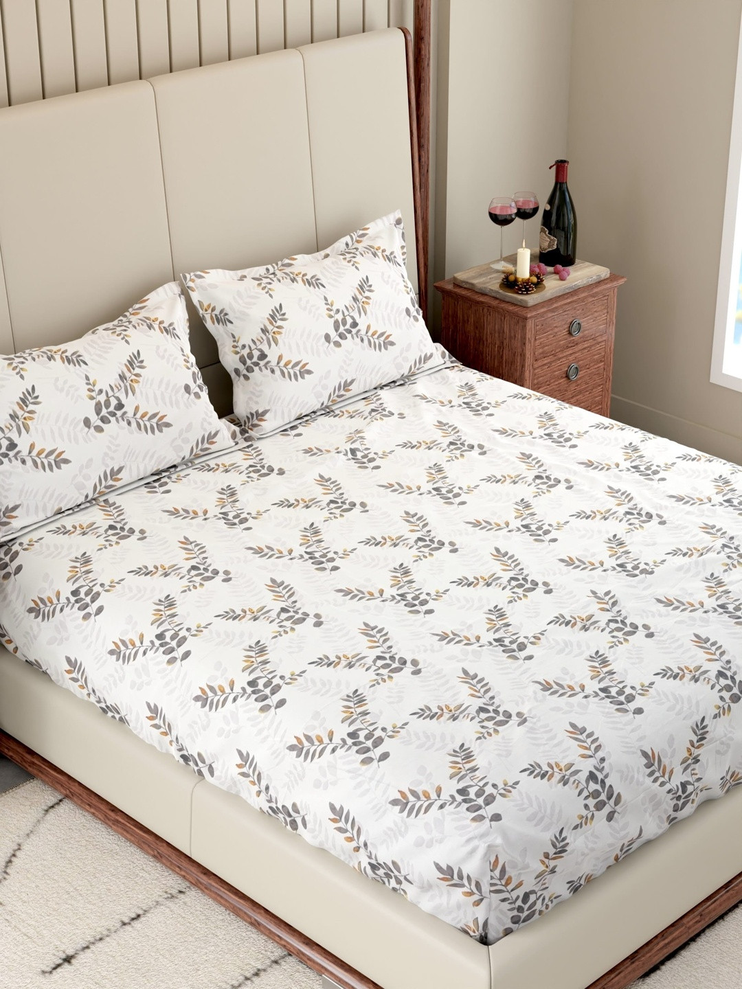 Pure Decor White 180TC Superfine Pure Cotton King Double Bed Bedsheet With 2 Pillow Covers