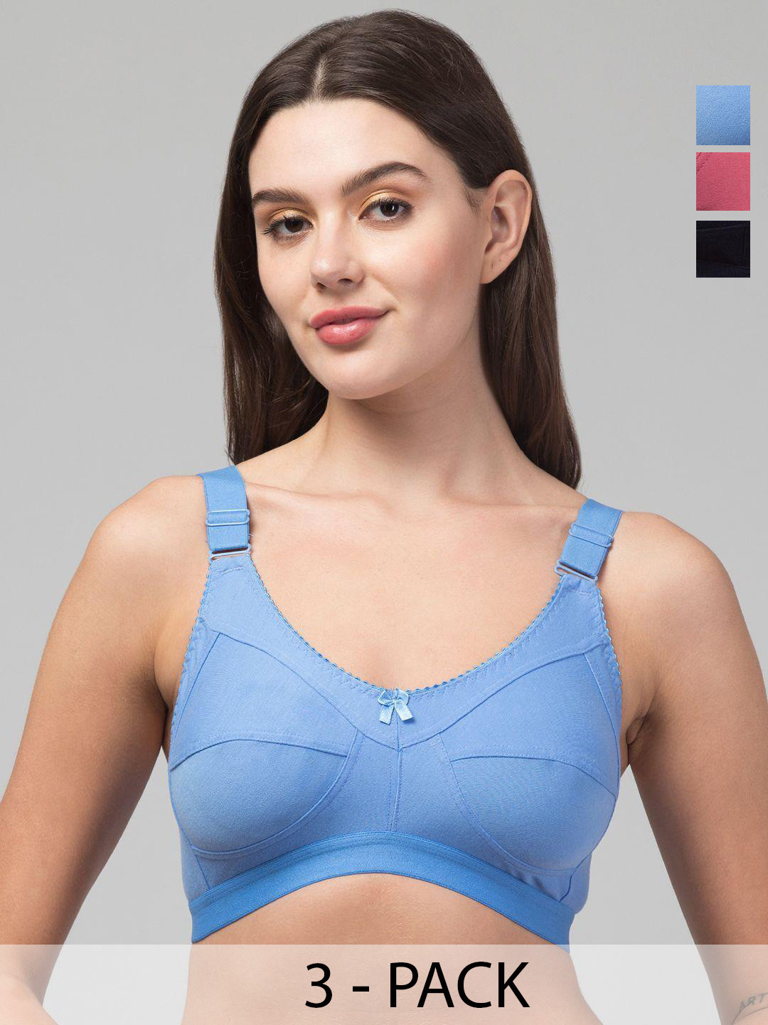 FUNAHME Pack Of 3 Non Wired Non Padded Minimizer Bras