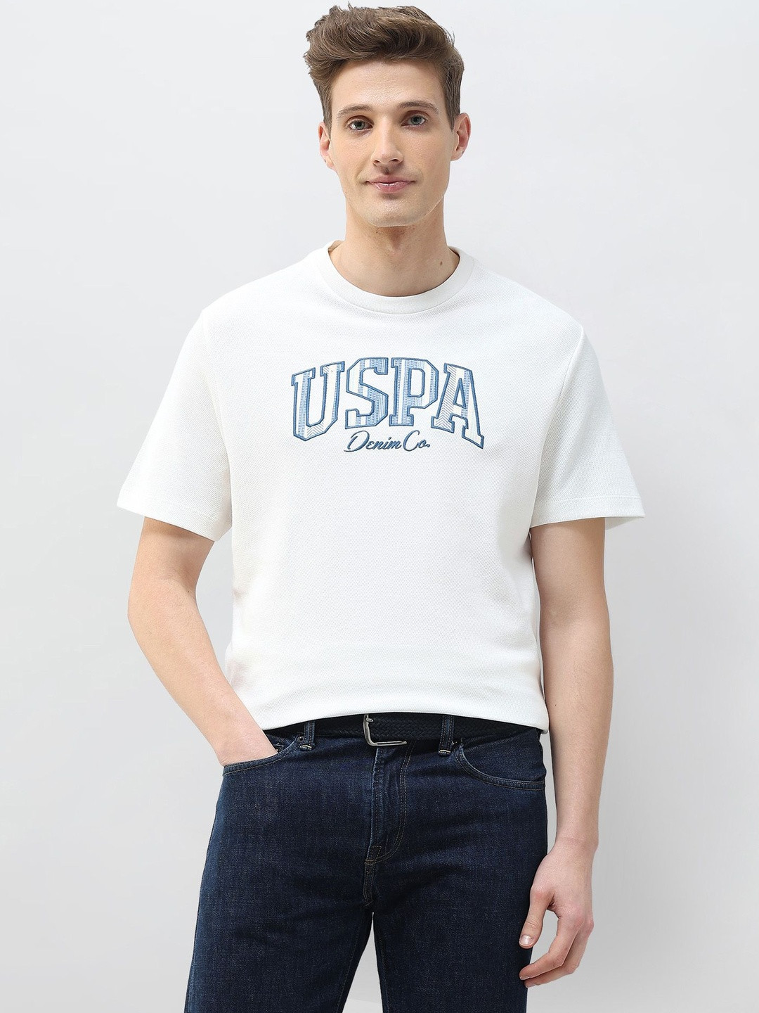 U.S. Polo Assn. Denim Co.Brand Embroidered Pure Cotton T-Shirt