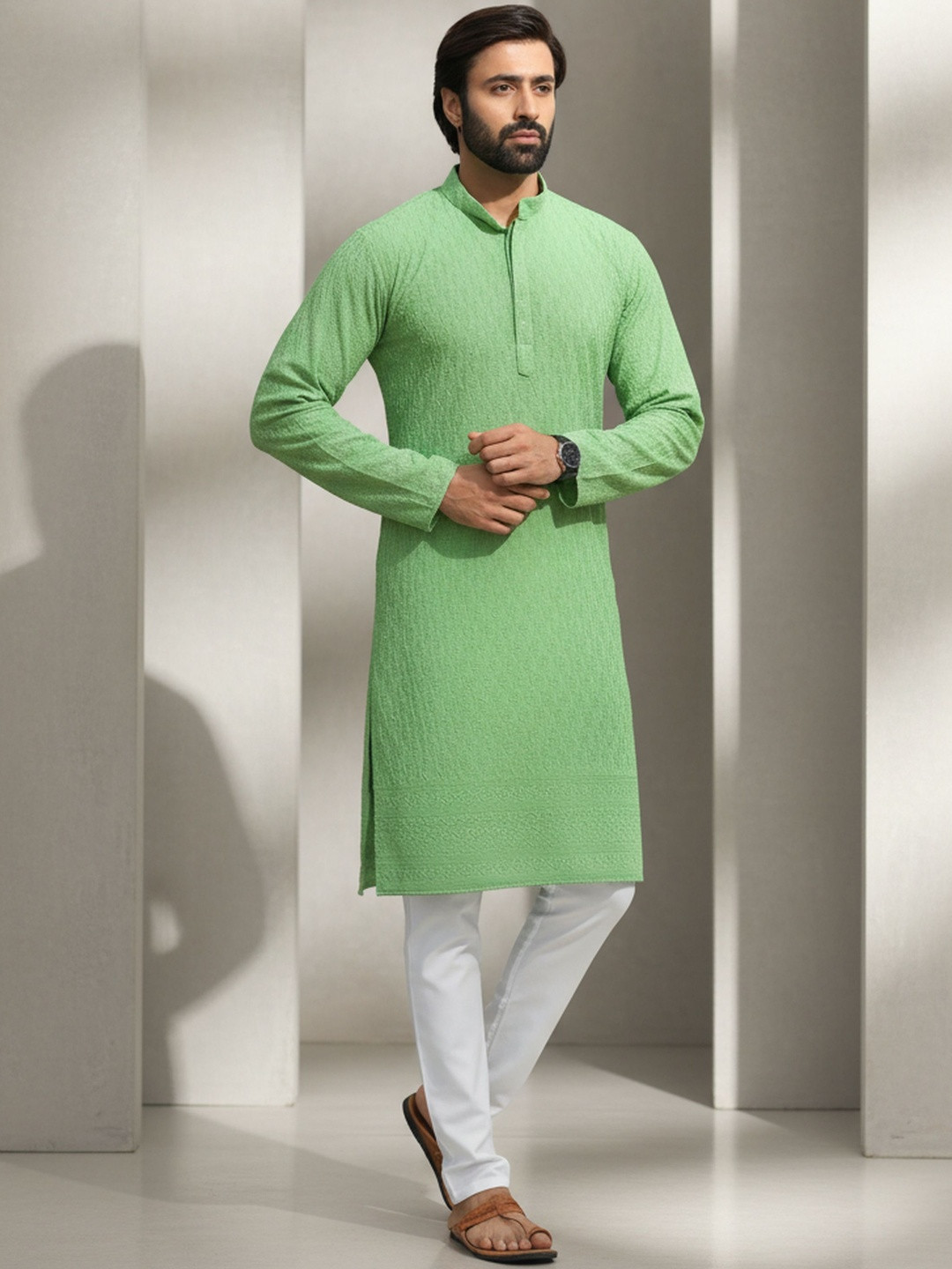 RANGRAAG Men Ethnic Motifs Regular Thread Work Kurta with Trousers