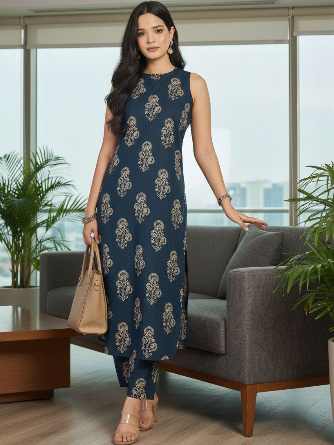 Varanga Women Ethnic Motifs Printed Regular Kurta with Trousers