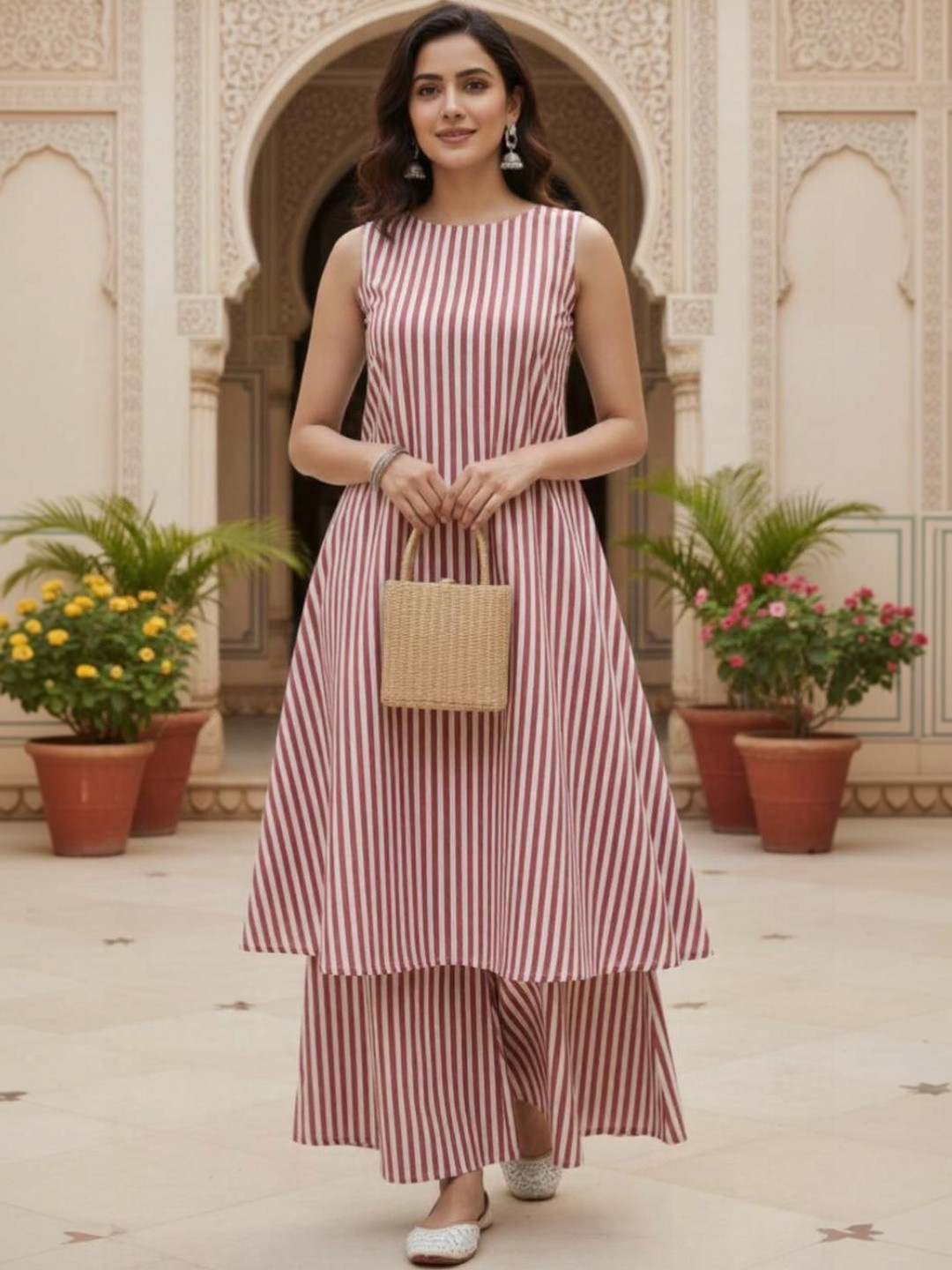 BEEGET FASHION Women Printed Regular Pure Cotton Kurta with Palazzos