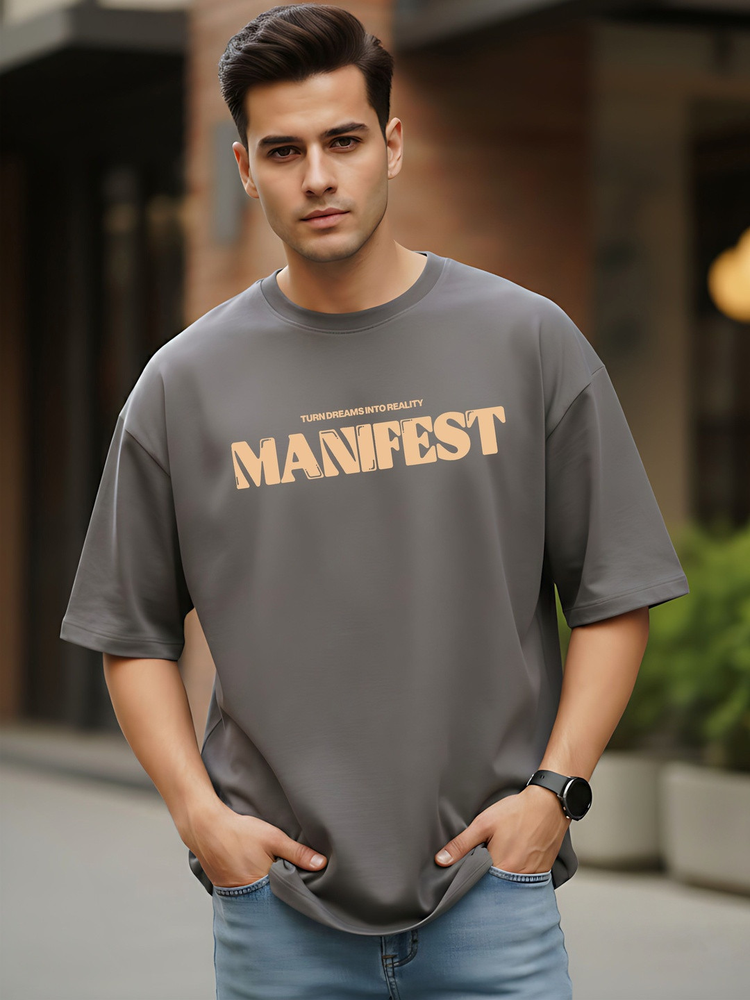 Moda Rapido Men Typography Printed Drop-Shoulder Sleeves T-shirt