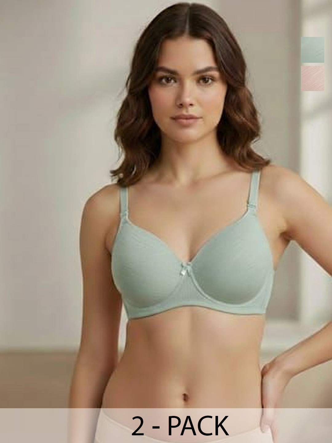 FUNAHME Pack Of 2 Full Coverage Lightly Padded Bras