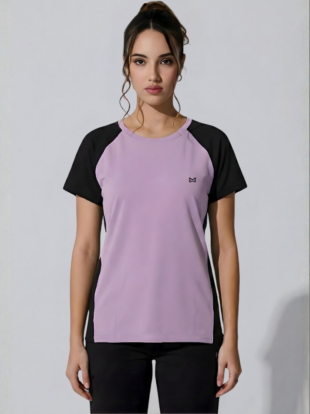 White Moon Women Brand Logo Colourblocked T-shirt
