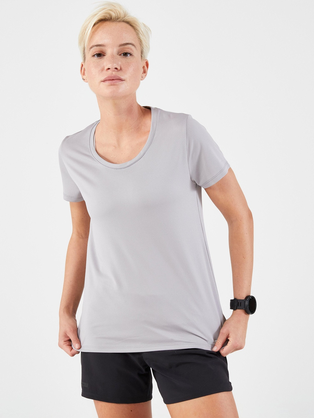 Decathlon Kiprun - Women Grey Breathable Run 100 Running T-Shirt
