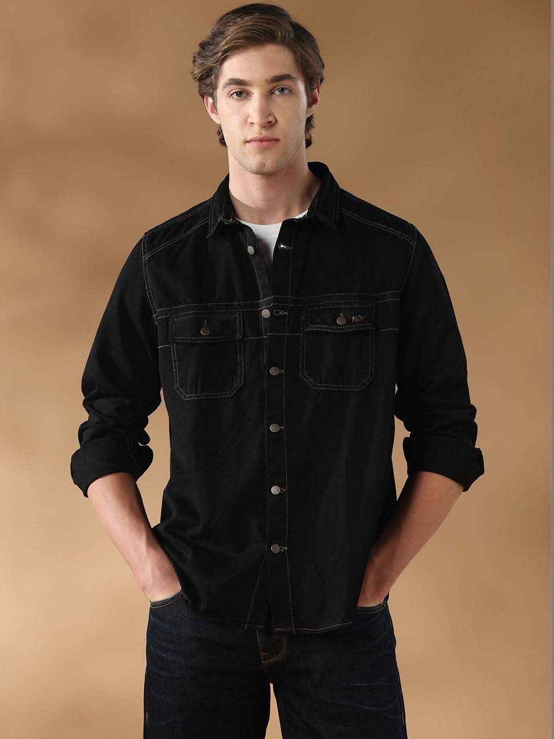 TEMPLE OF DENIM Men Standard Casual Shirt