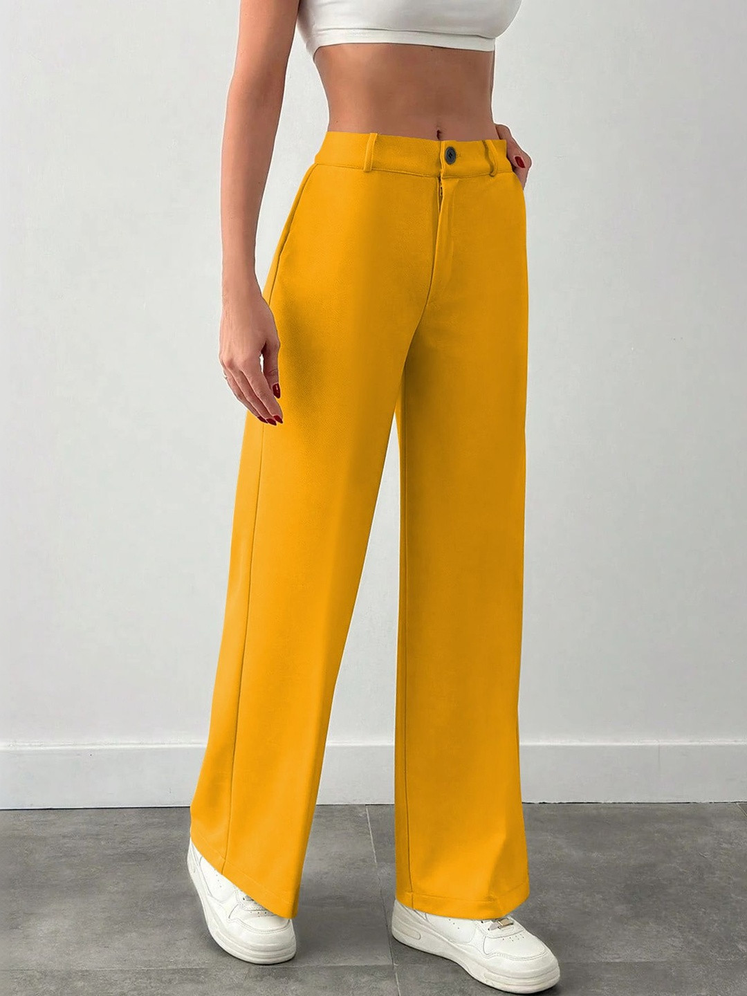 CREZYVEZY Women High-Rise Wrinkle Free Trousers